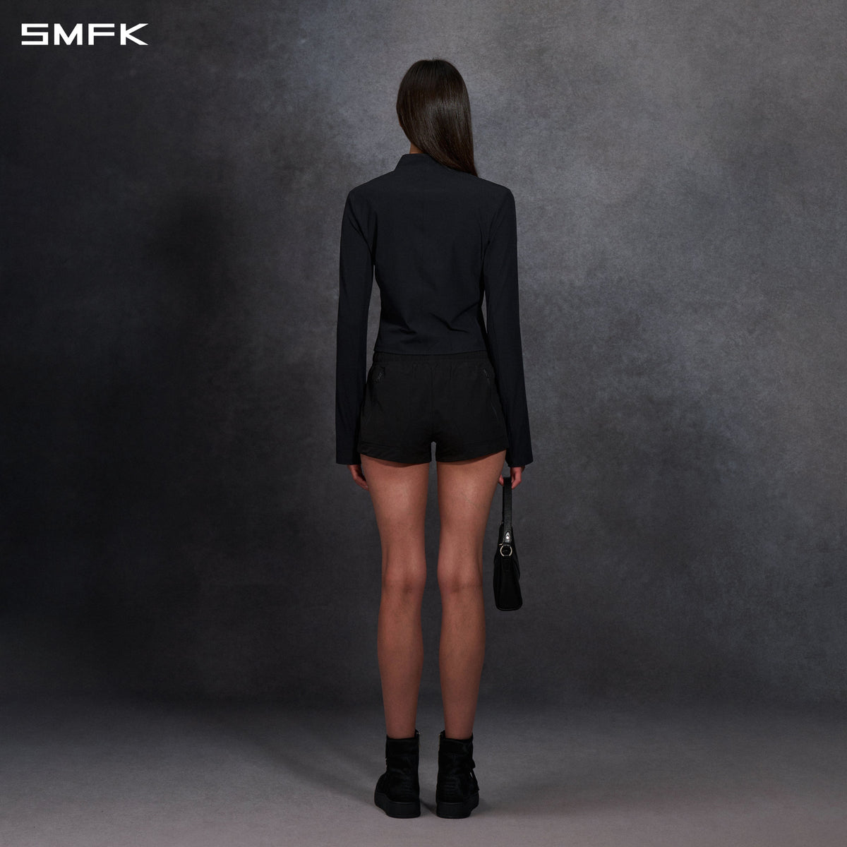 FOCUS OD SLIM ASYMMETRI-ZIP JACKET/66Nylon WILD BLACK