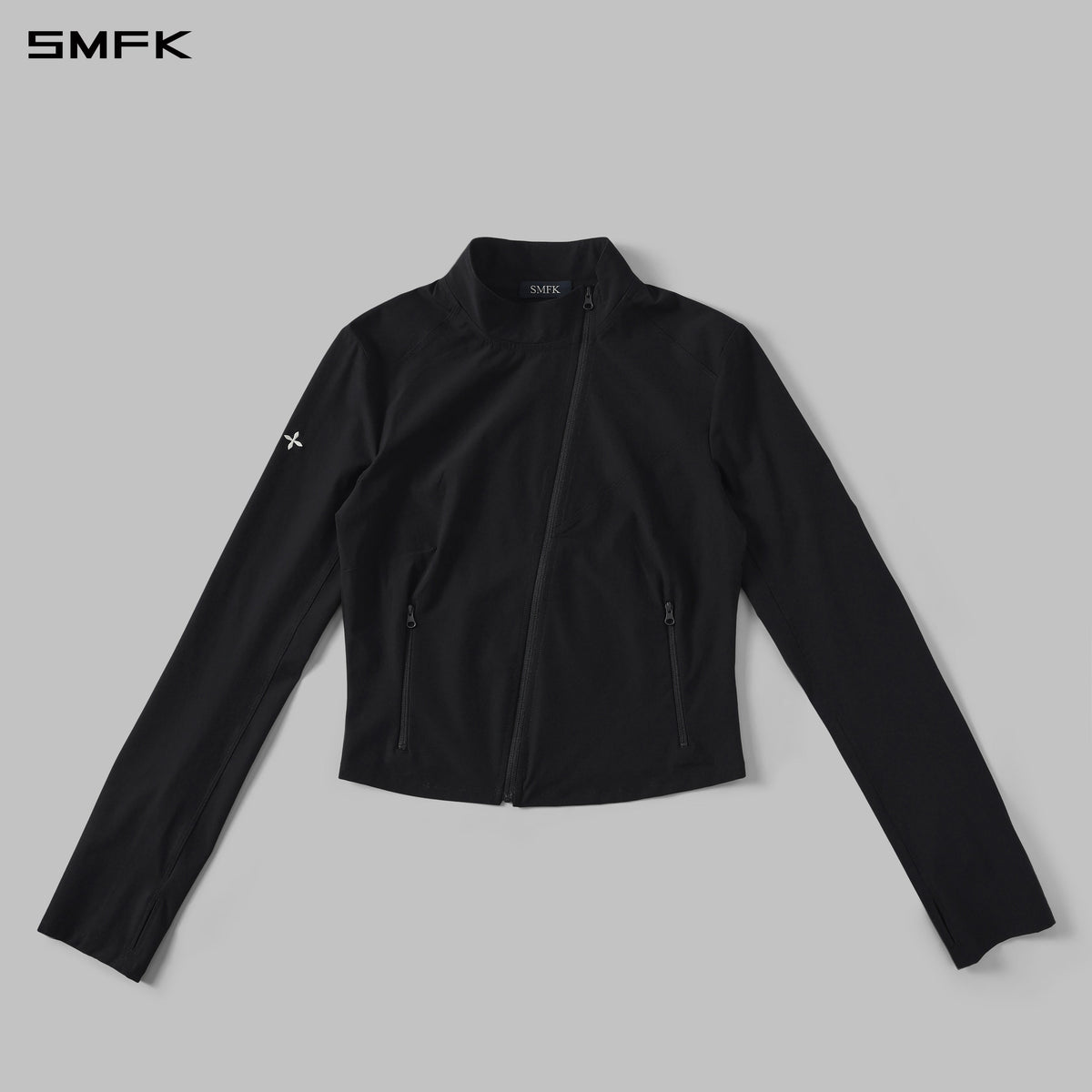 FOCUS OD SLIM ASYMMETRI-ZIP JACKET/66Nylon WILD BLACK