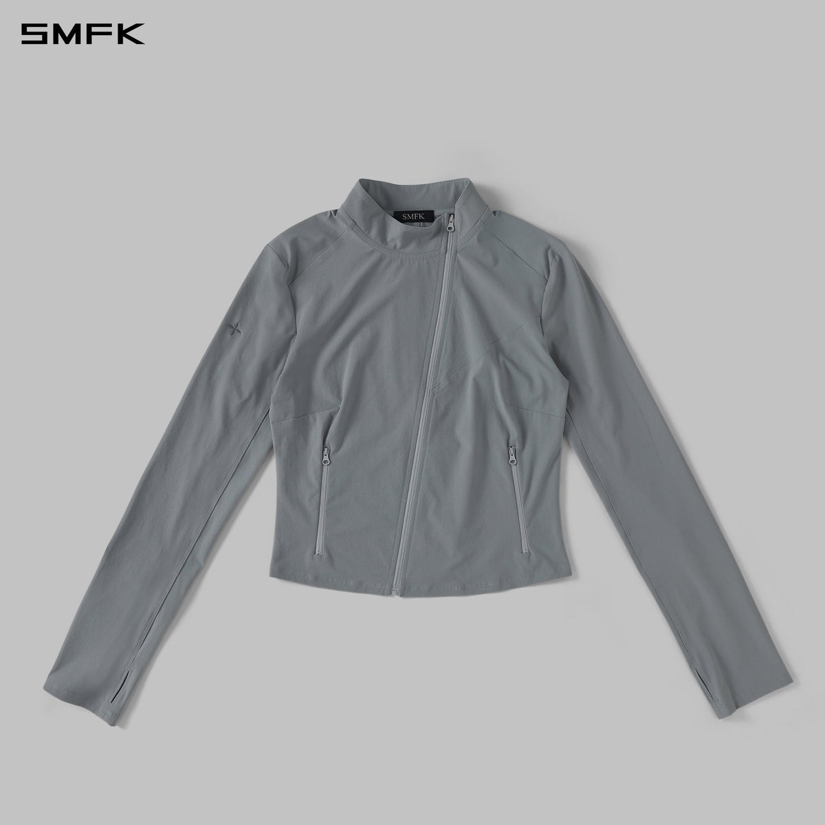 FOCUS OD SLIM ASYMMETRI-ZIP JACKET/66Nylon GLACIER GREY