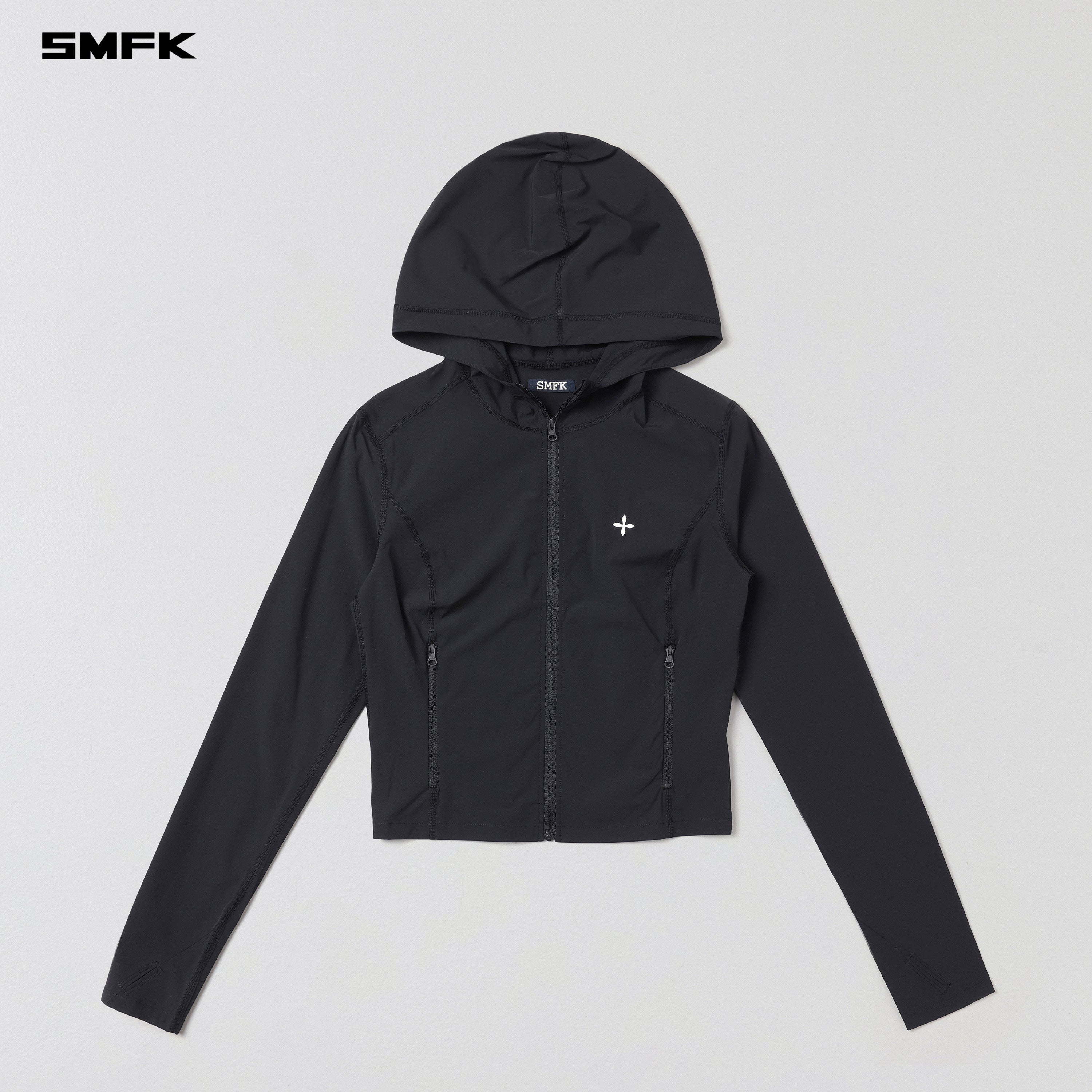 FOCUS OD SLIM HOODIE/E-Nylon WILD BLACK