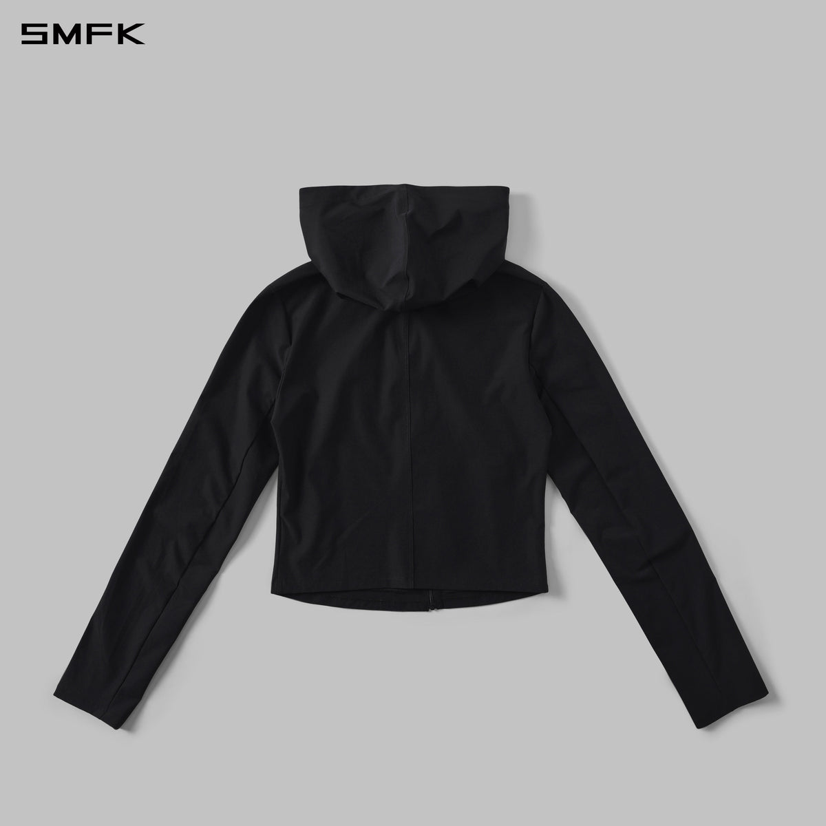 FOCUS OD SLIM ASYMMETRI-ZIP HOODIE/66 Nylon WILD BLACK
