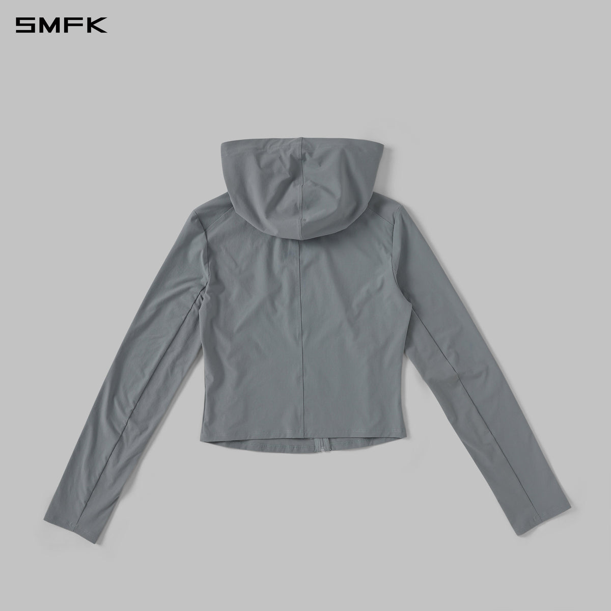 FOCUS OD SLIM ASYMMETRI-ZIP HOODIE/66 Nylon GLACIER GREY