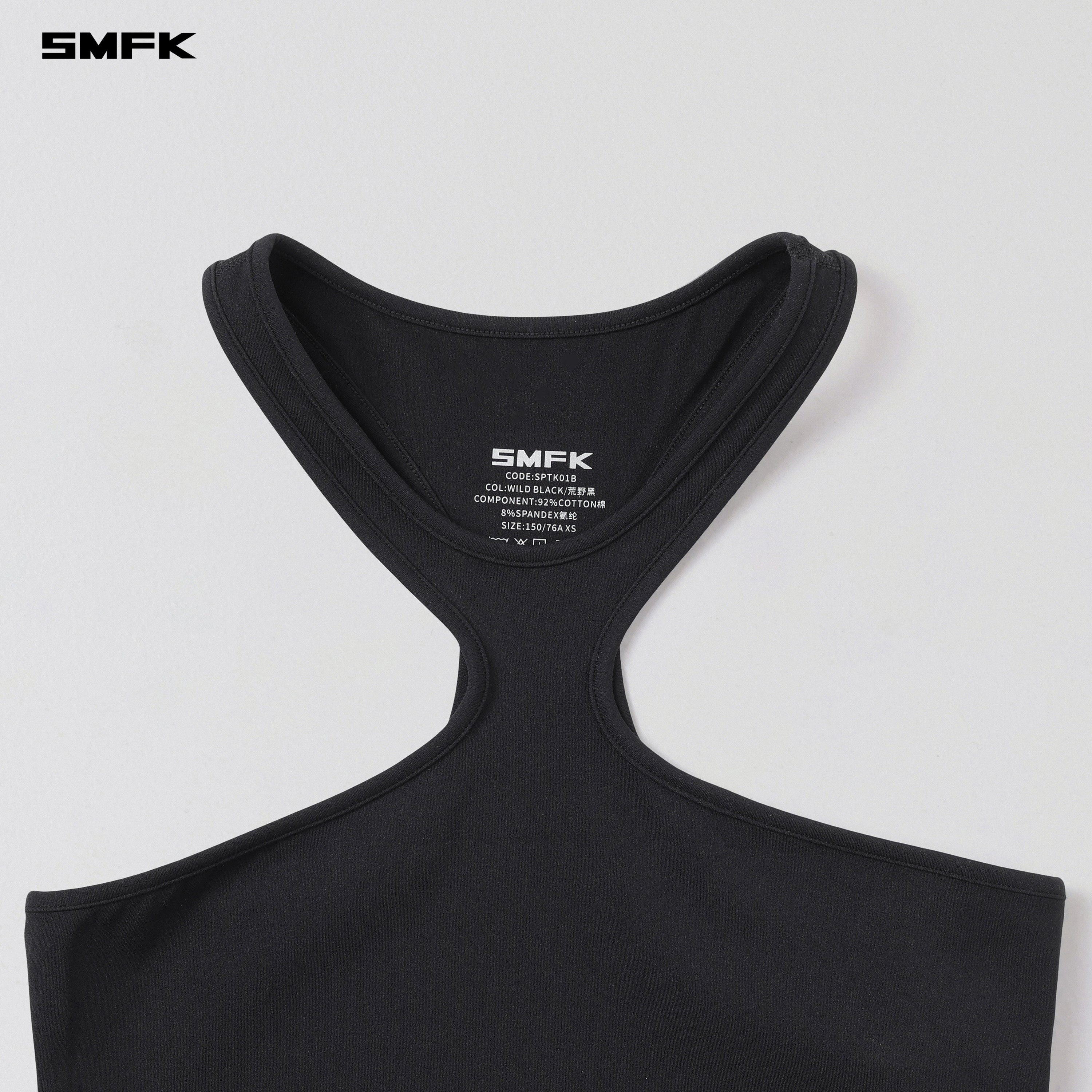 FOCUS GYM X-NECK TANK/Lycra Nylon WILD BLACK