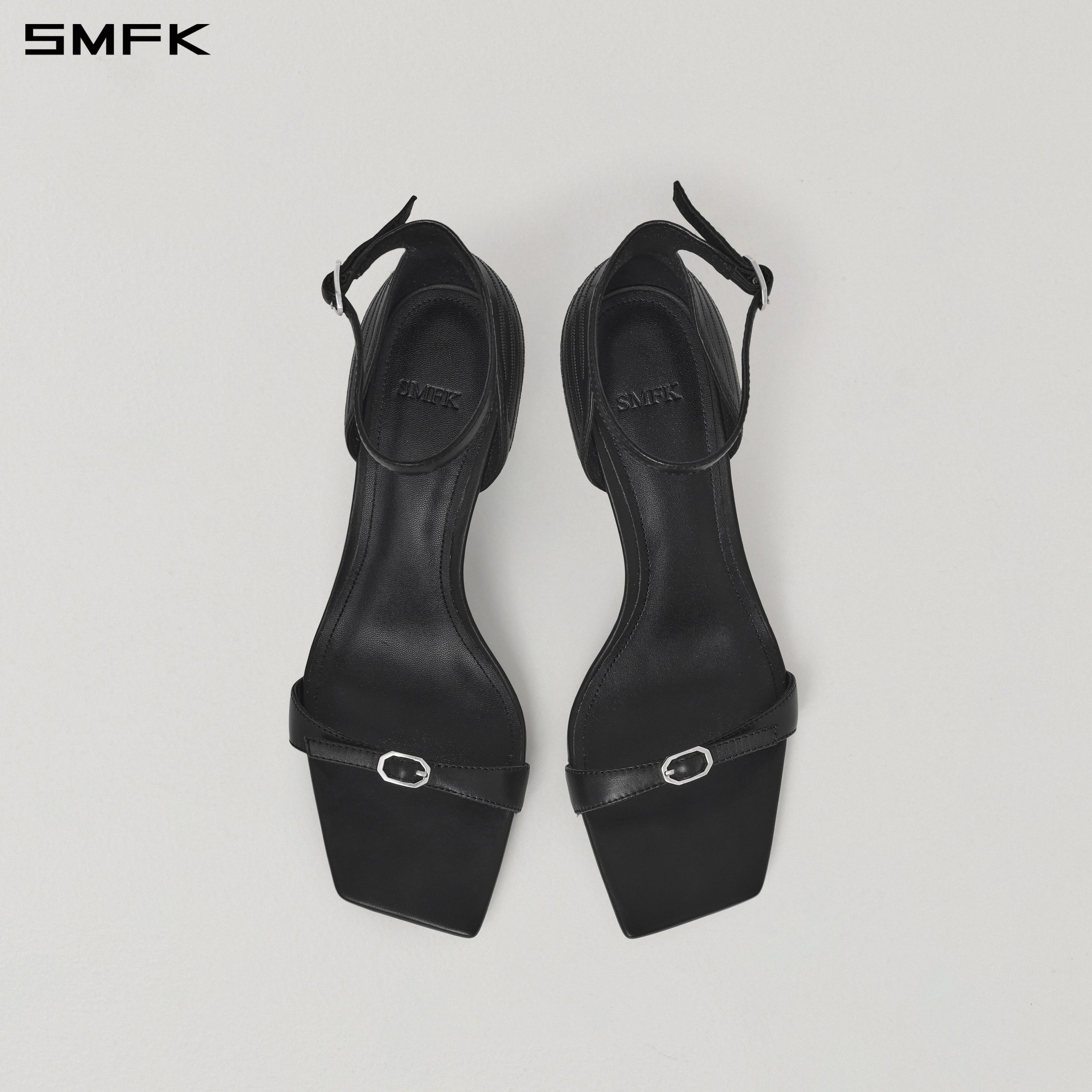 MIRAGE PRISM STRAP LEATHER SANDAL/8cm WILD BLACK