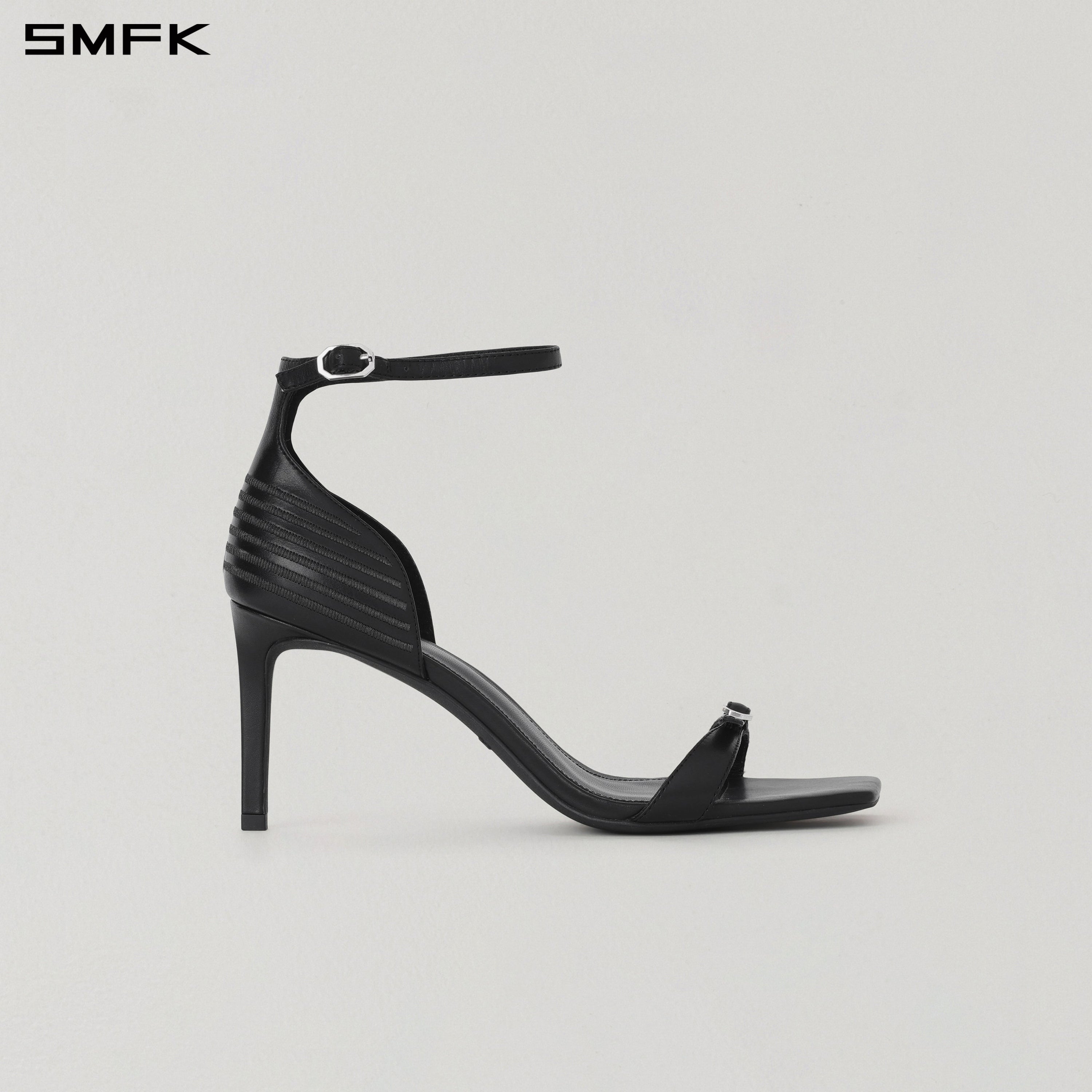 MIRAGE PRISM STRAP LEATHER SANDAL/8cm WILD BLACK