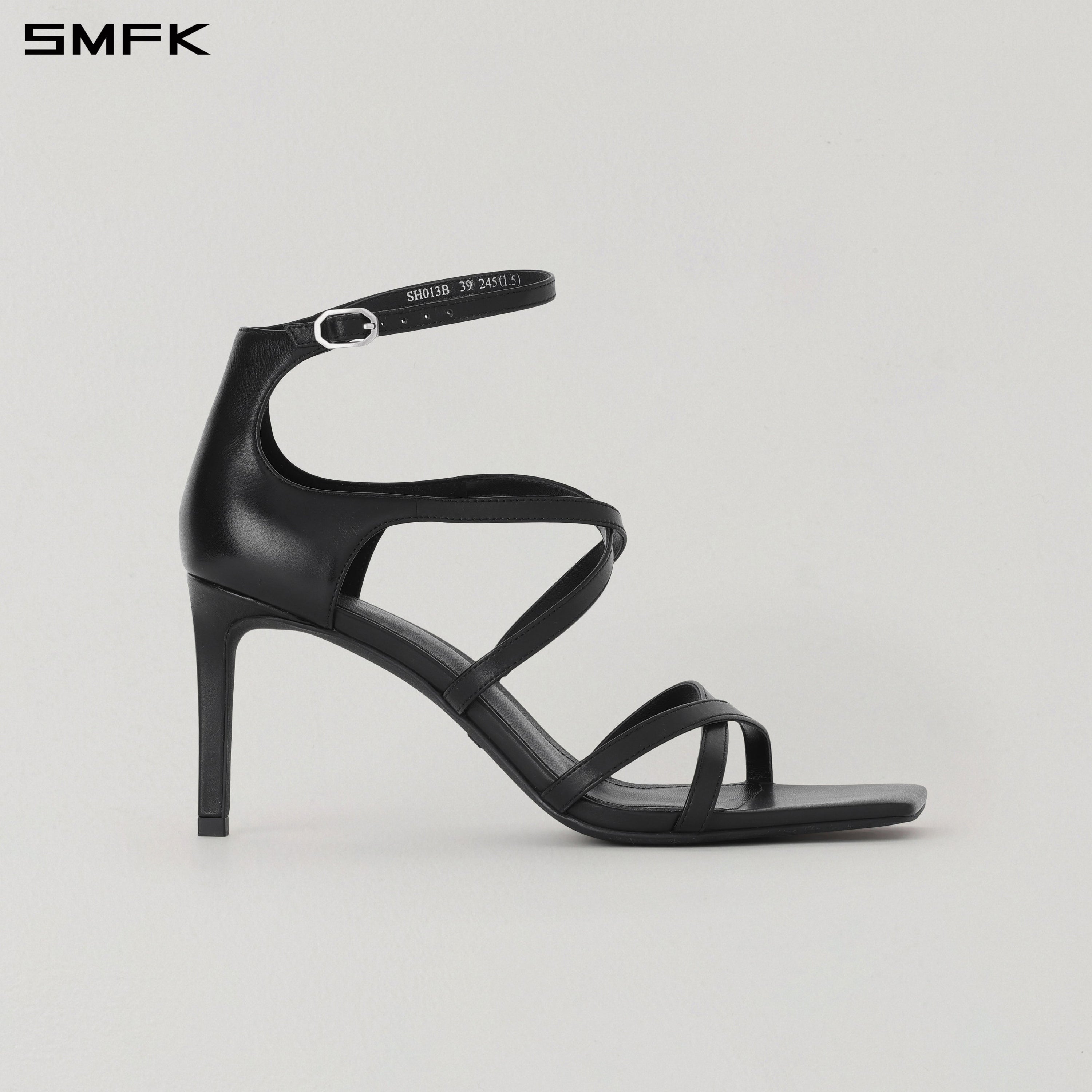 MIRAGE CROSS LEATHER SANDAL/8cm WILD BLACK