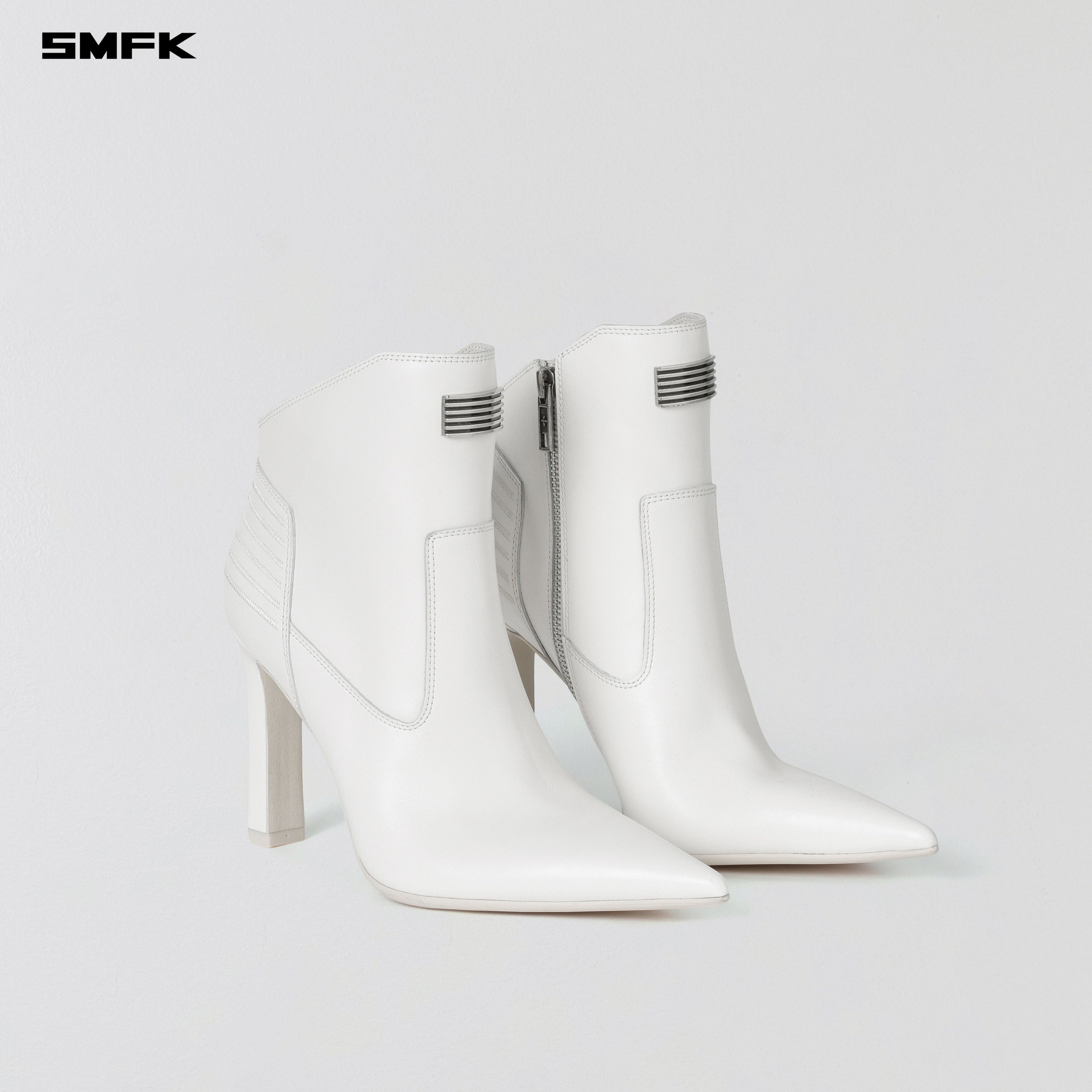 MIRAGE PRISM LEATHER HIGH HEEL BOOTS/10cm CLOUD WHITE