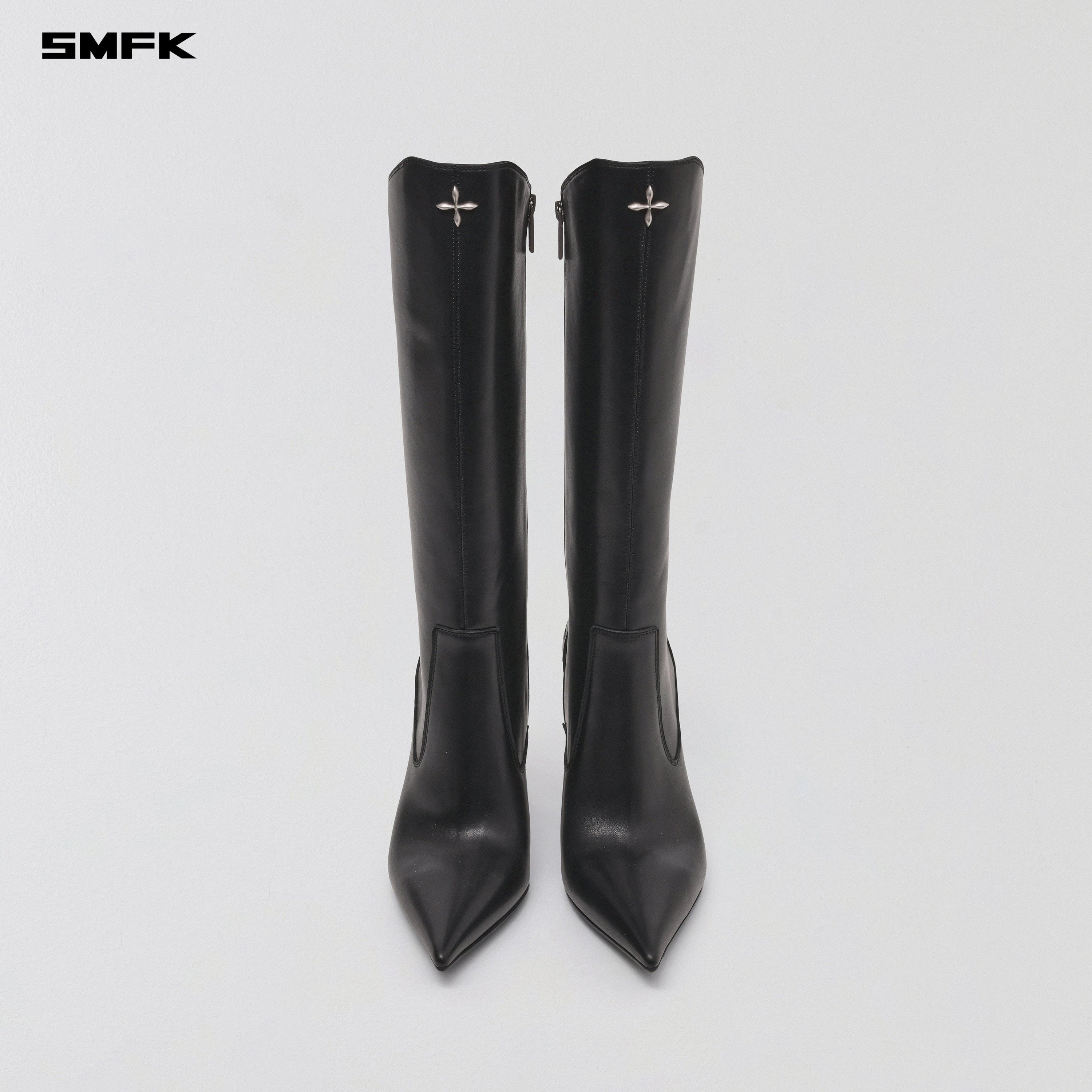 MIRAGE PRISM LEATHER HIGH HEEL HIGH BOOTS/10cm WILD BLACK