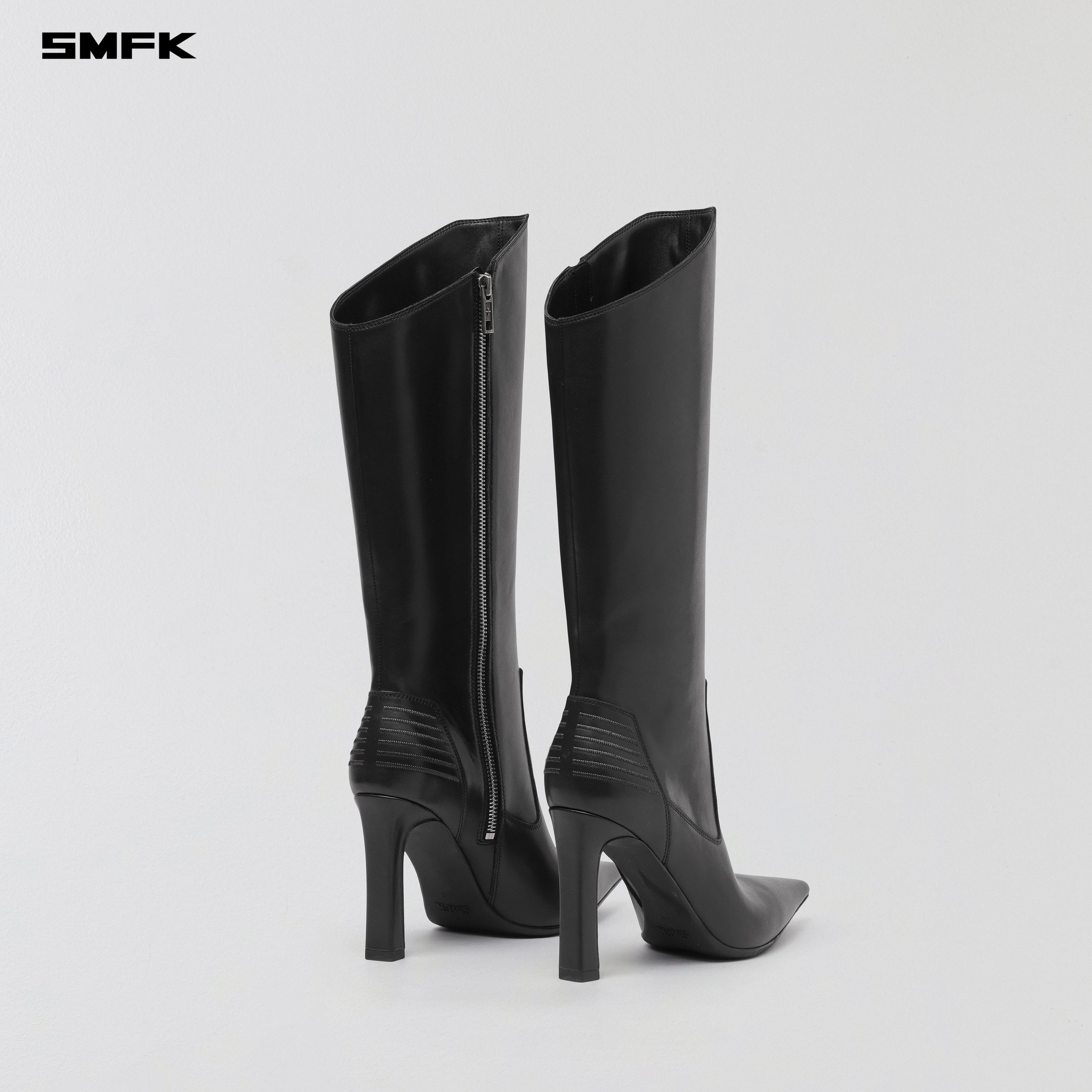 MIRAGE PRISM LEATHER HIGH HEEL HIGH BOOTS/10cm WILD BLACK