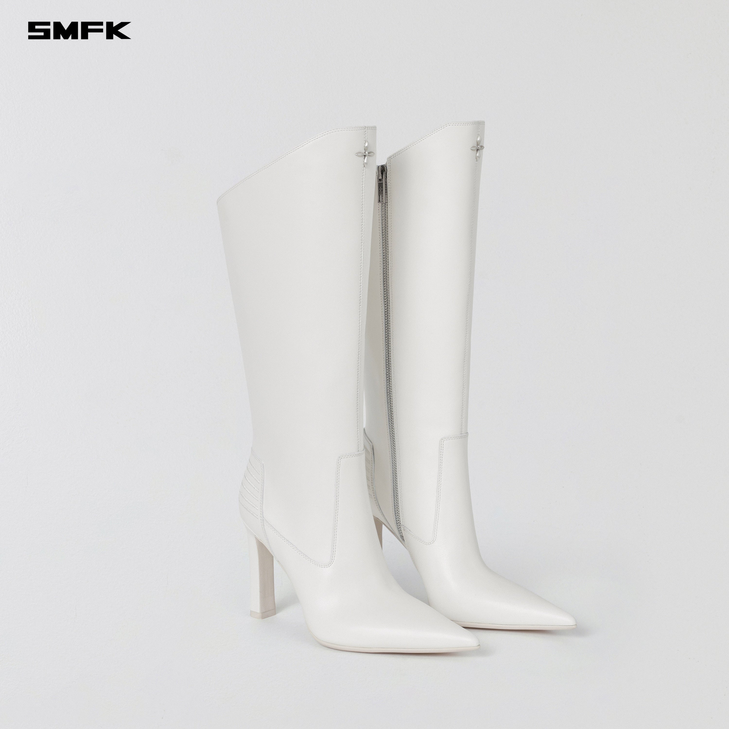 MIRAGE PRISM LEATHER HIGH HEEL HIGH BOOTS/10cm CLOUD WHITE