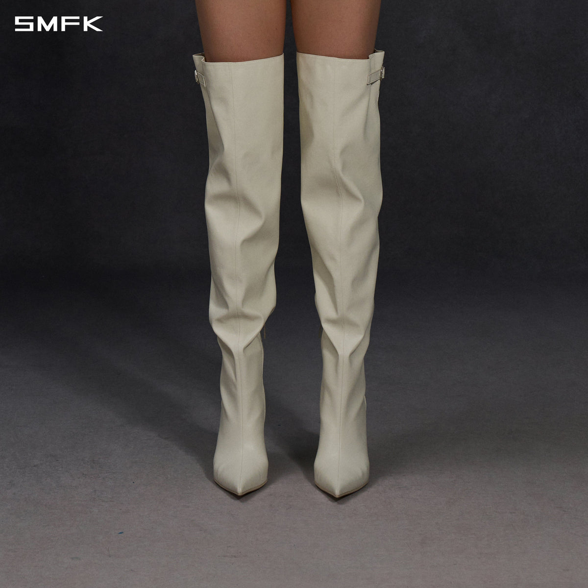PERMANENT MUSE HIGH HEEL LOOSE BOOTS/10cm/W CLOUD WHITE