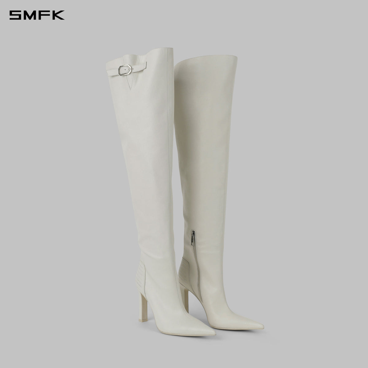 PERMANENT MUSE HIGH HEEL LOOSE BOOTS/10cm/W CLOUD WHITE