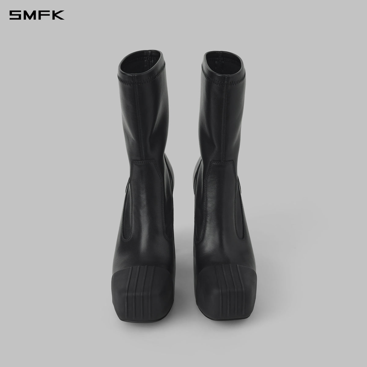 PRISM PLATFORM HEEL STRETCH BOOTS/LEATHER/W WILD BLACK