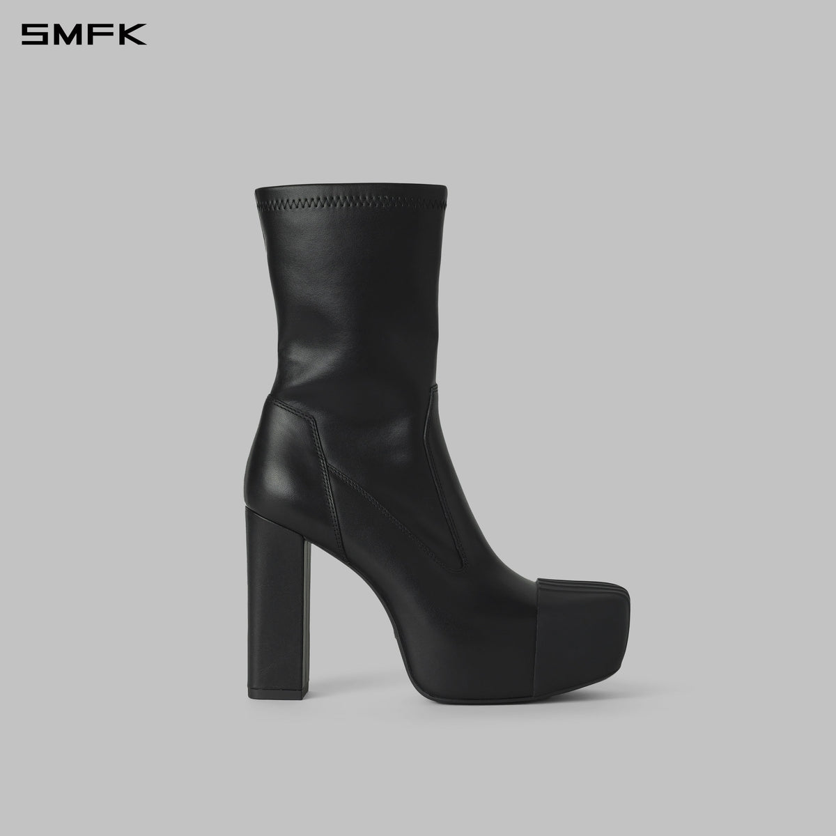 PRISM PLATFORM HEEL STRETCH BOOTS/LEATHER/W WILD BLACK
