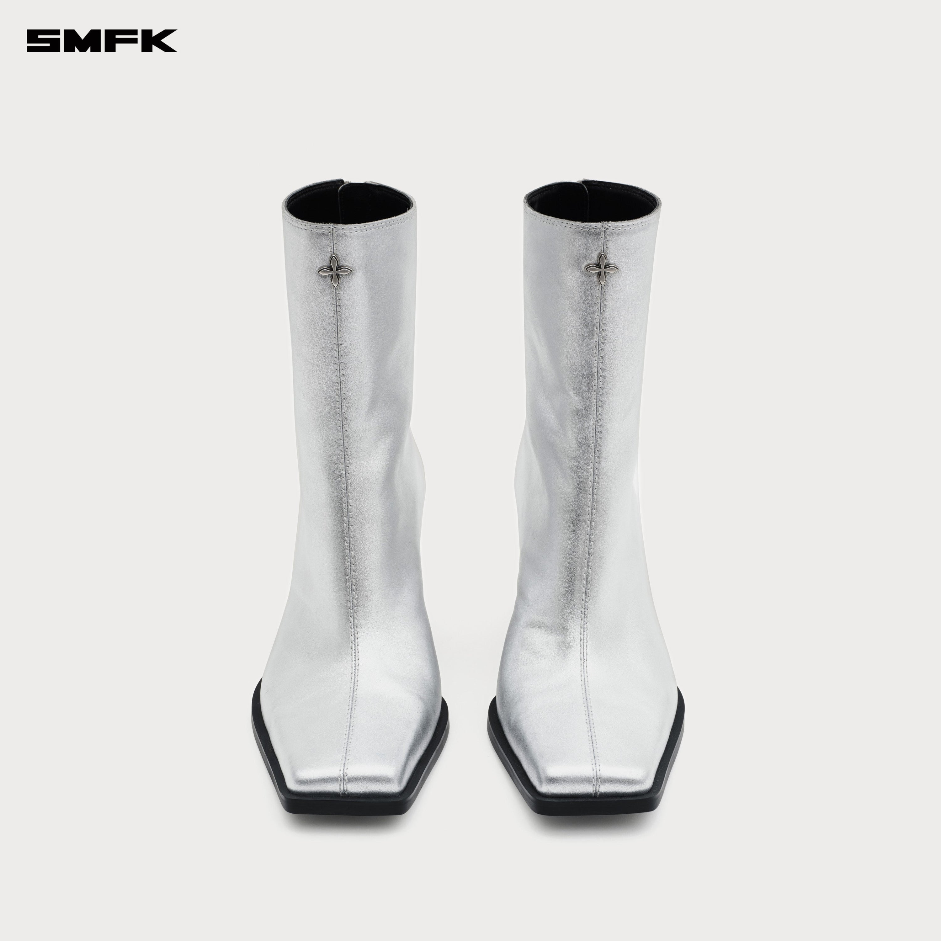Compass Stage Leather High-heeled Boots Nebula Silver