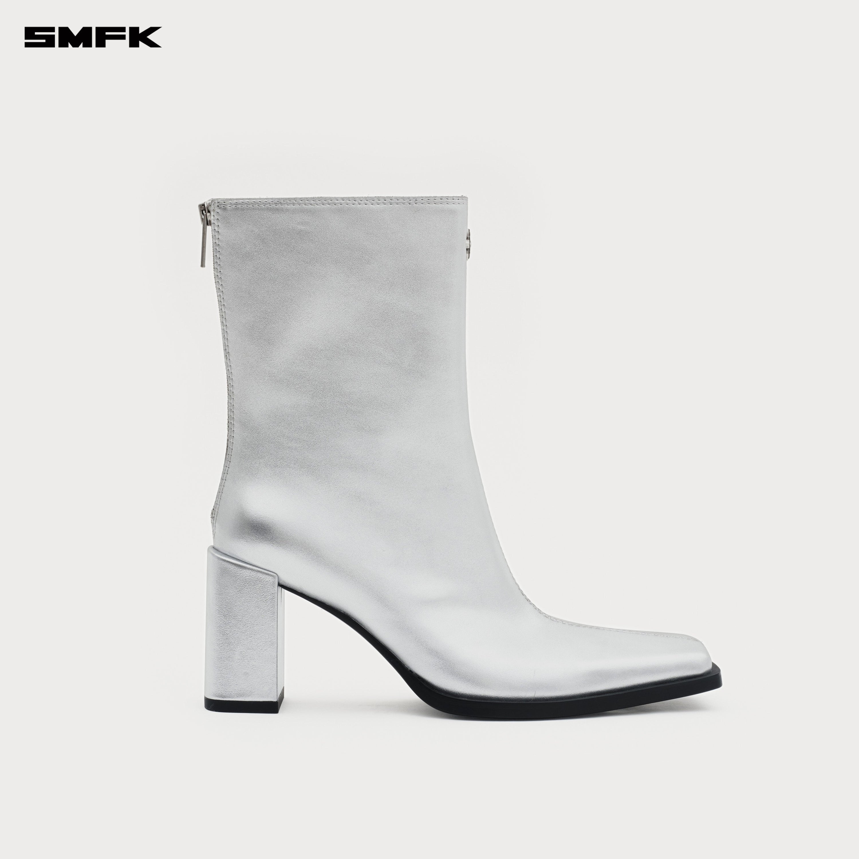 Compass Stage Leather High-heeled Boots Nebula Silver