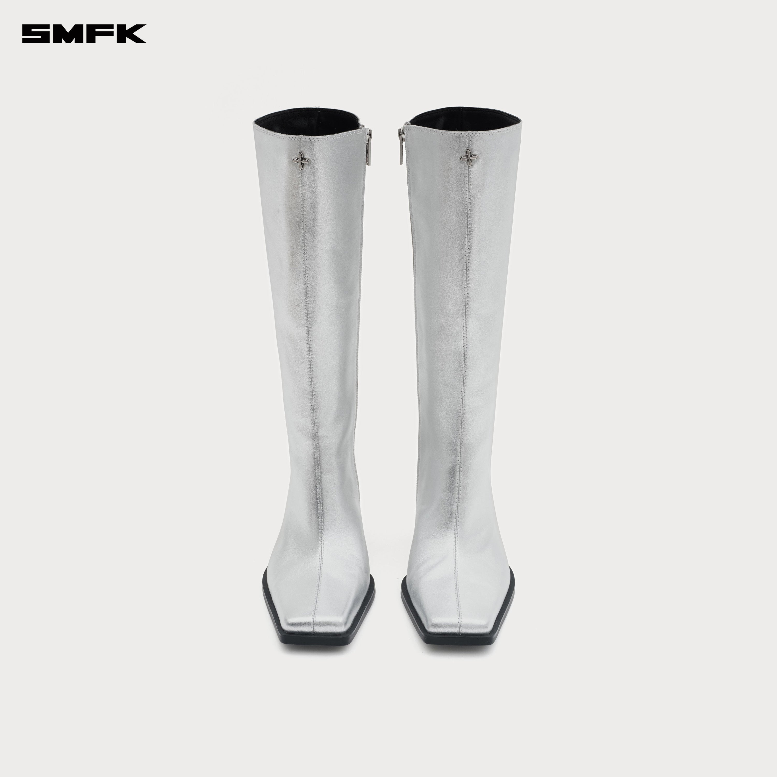 Compass Stage Leather High Boots Nebula Silver