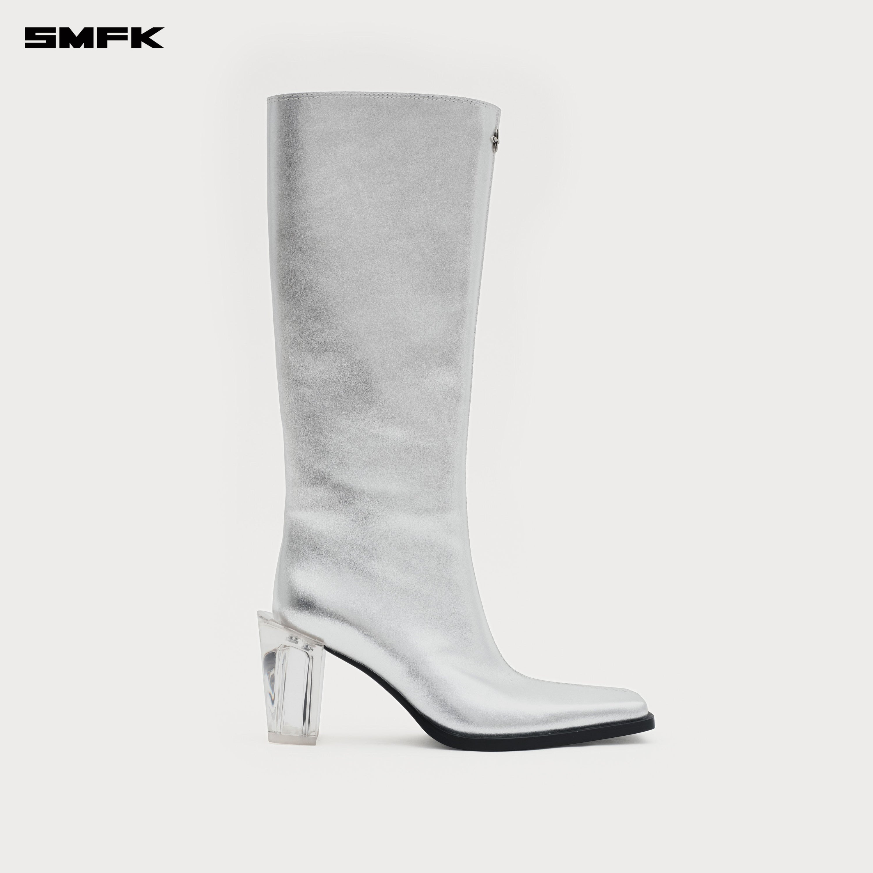 Compass Stage Leather High Boots Nebula Silver