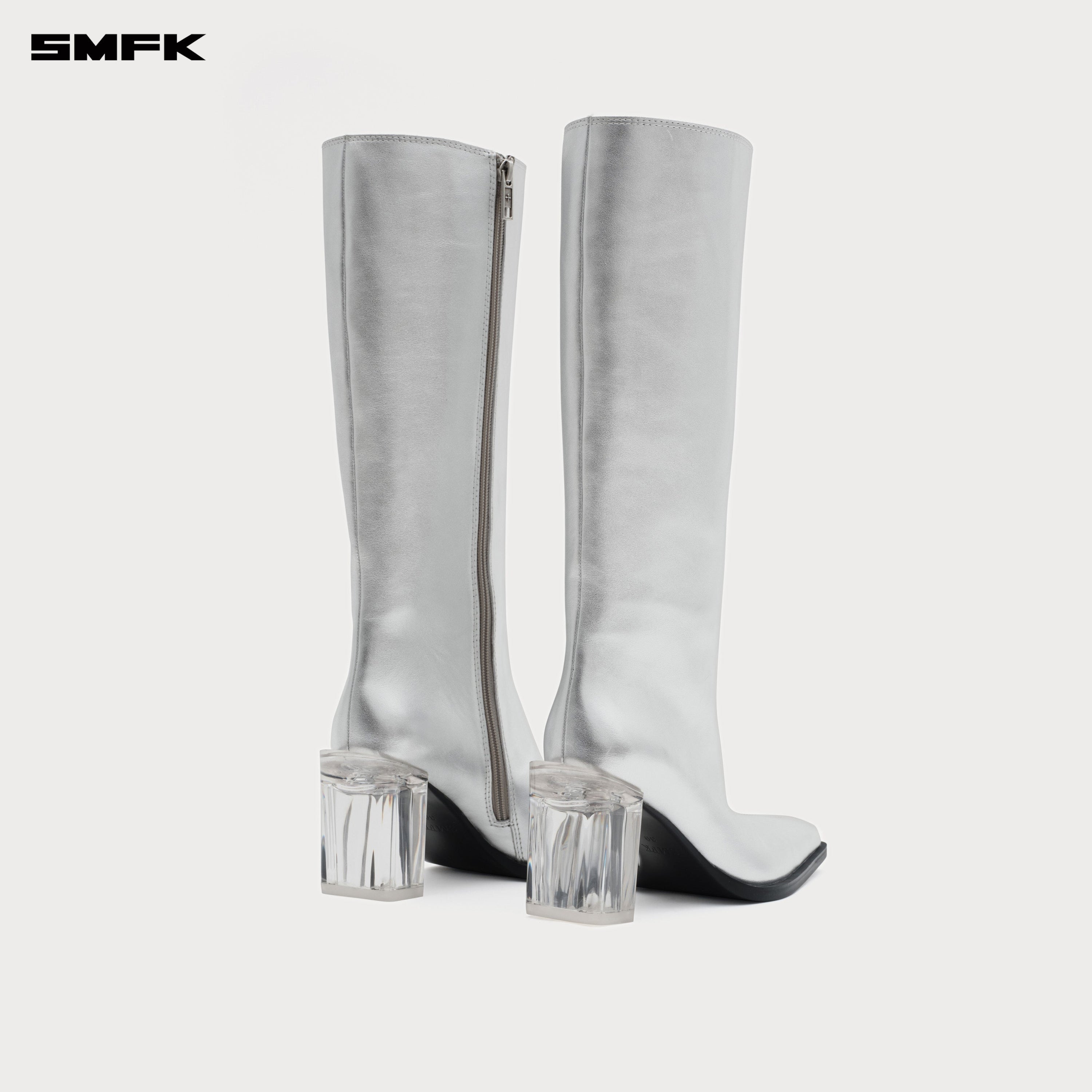 Compass Stage Leather High Boots Nebula Silver