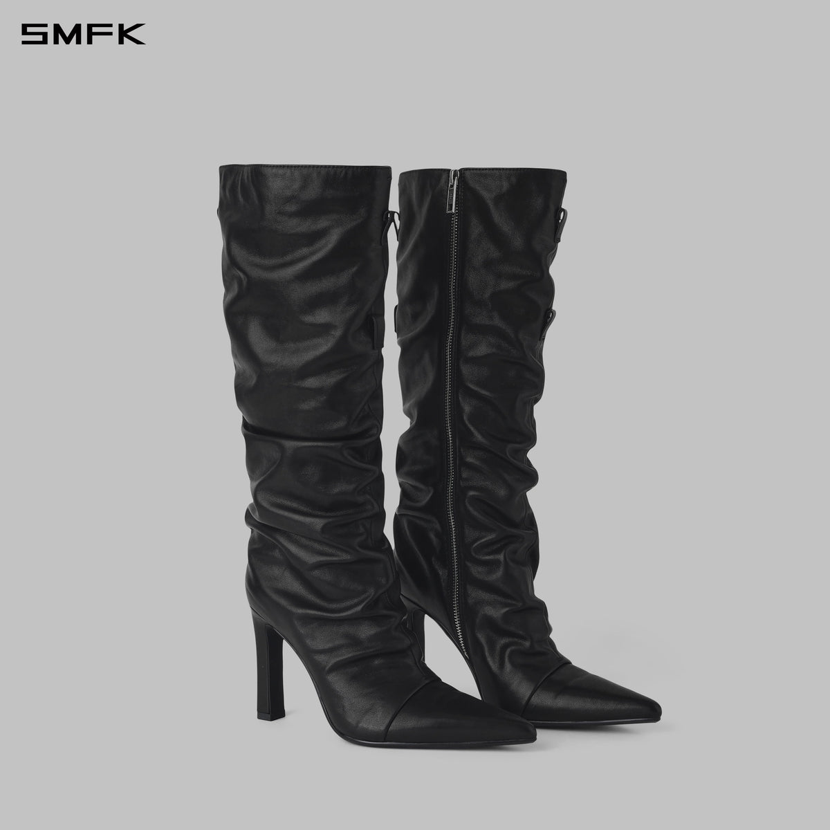 WIZARD TALL HIGH-HEELED BOOTS/CALF/W WILD BLACK