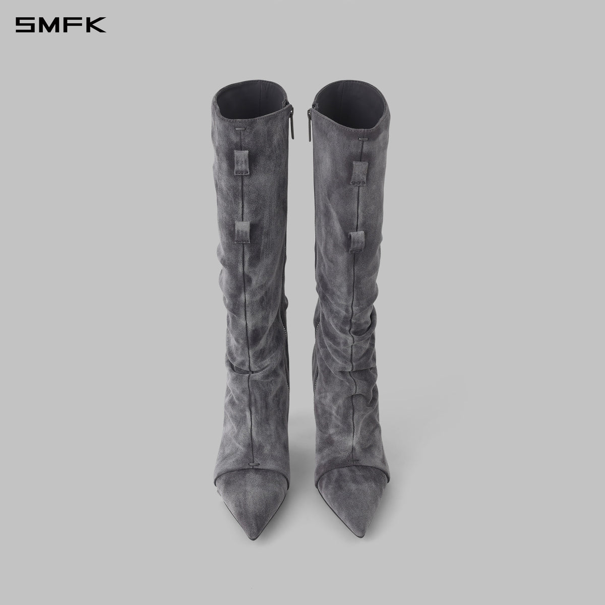 WIZARD TALL HIGH-HEELED BOOTS/CALF/W DUSTY GREY