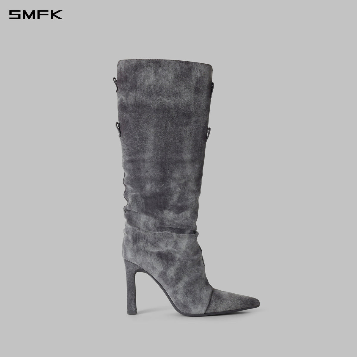 WIZARD TALL HIGH-HEELED BOOTS/CALF/W DUSTY GREY