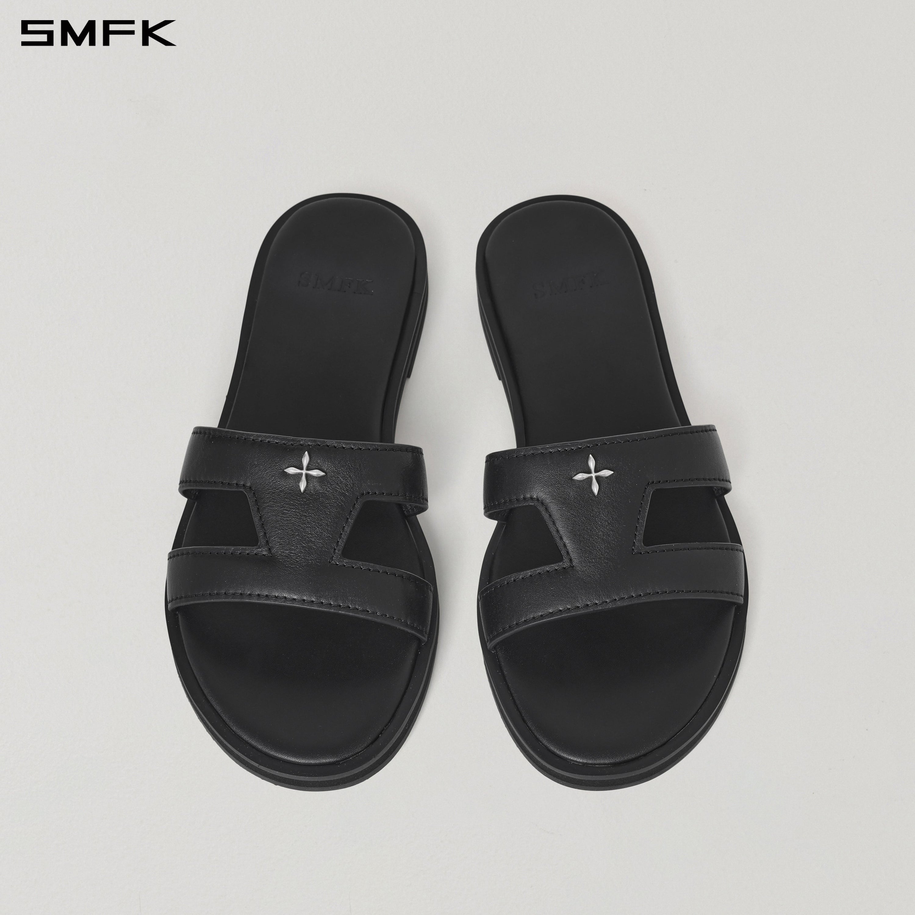 MIRAGE PRISM FLAT LEATHER SANDAL/CALF WILD BLACK