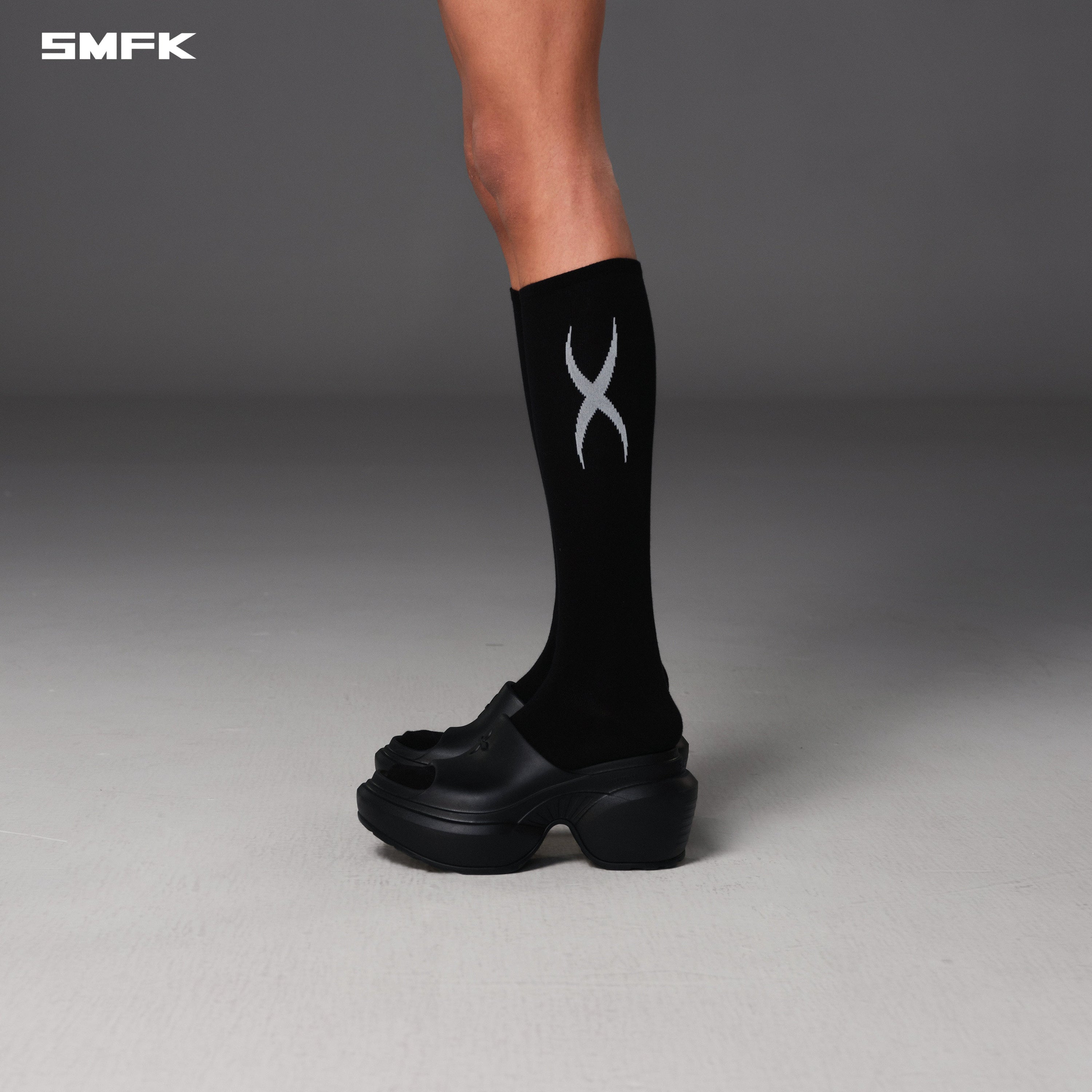 POISE MIDDLE SPORTS SOCKS/LONG-STAPLE COTTON+LYCRA WILD BLACK (2 Pairs)