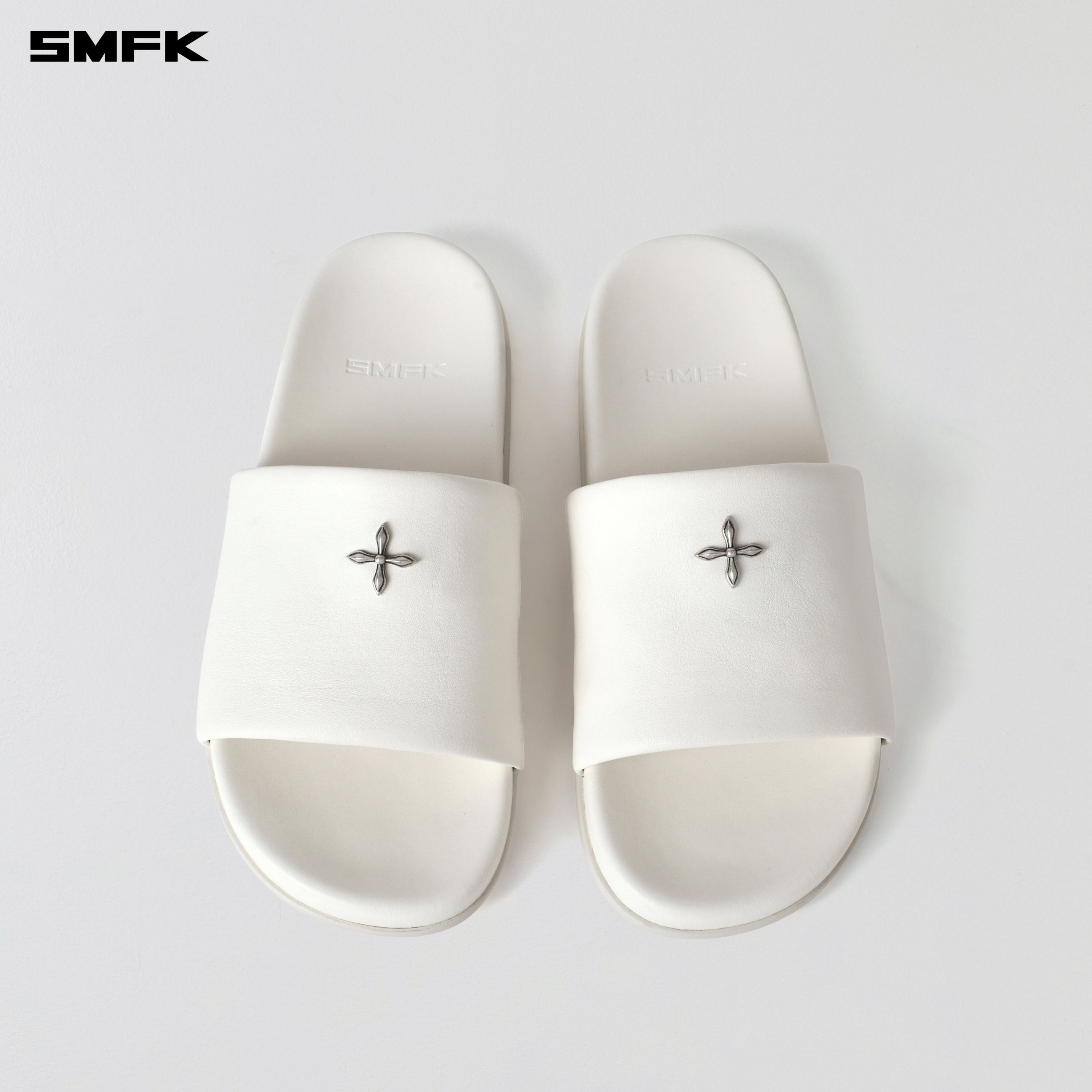 COMPASS MODE-F LEATHER SLIPPER CLOUD WHITE