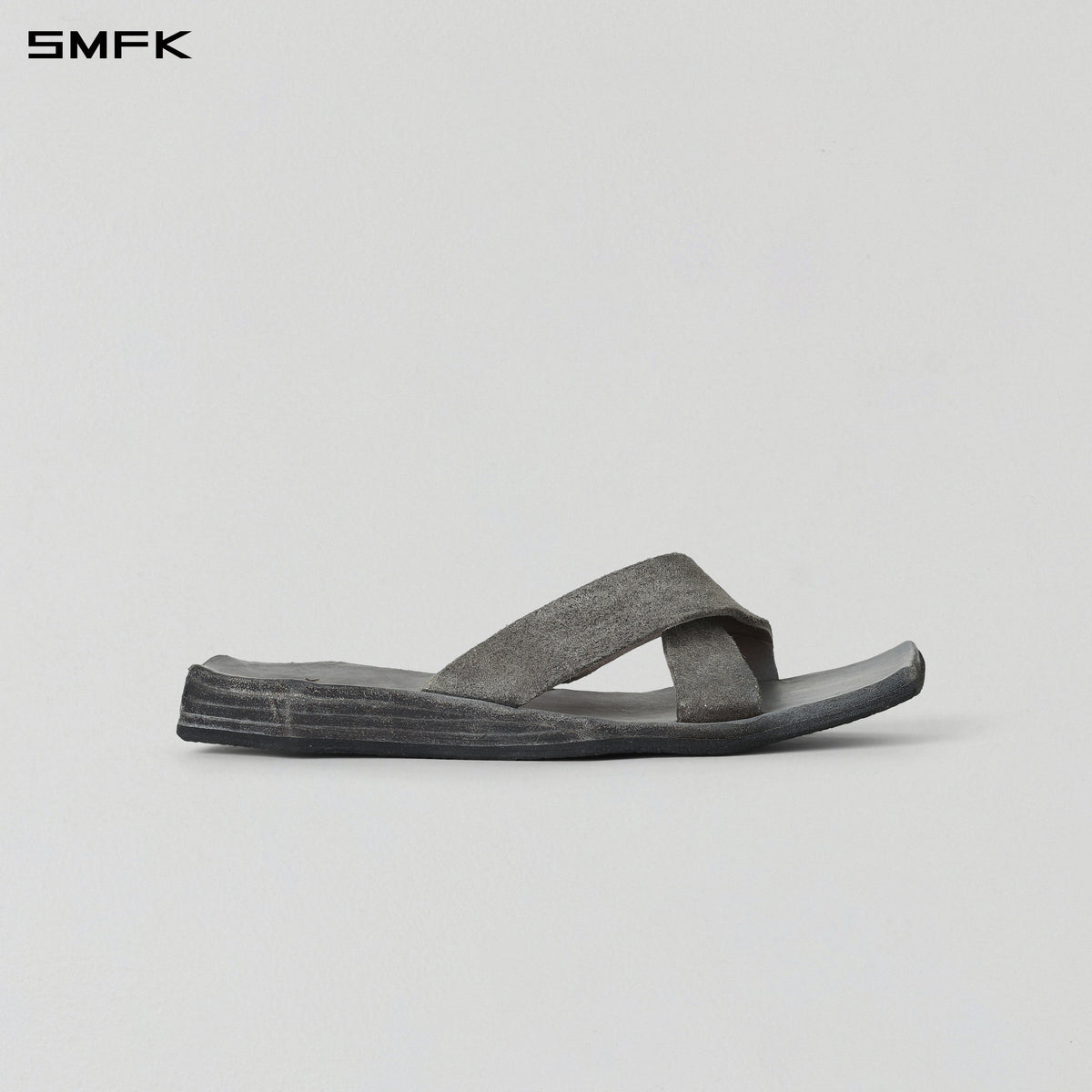 PRISM ENTWINED HANDCRAFTED LEATHER SLIDES/HORSEHIDE/W GLACIER GREY