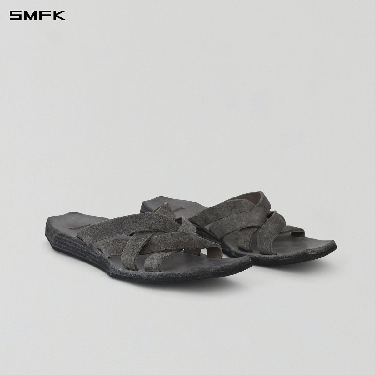 PRISM CLASSIC HANDCRAFTED LEATHER SLIDES/HORSEHIDE/W GLACIER GREY