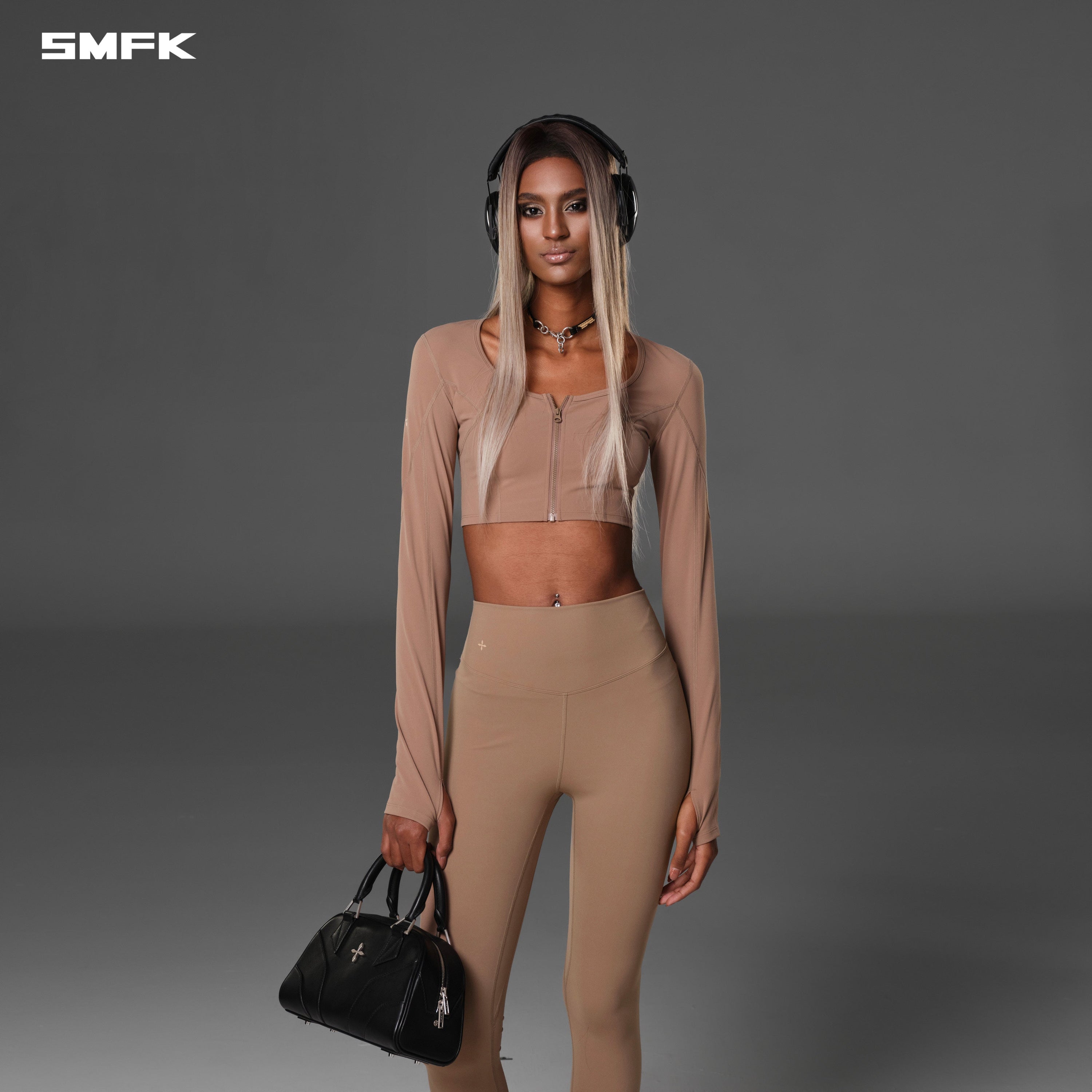 FOCUS GYM TAPER PANTS/Lycra Nylon WILD BROWN