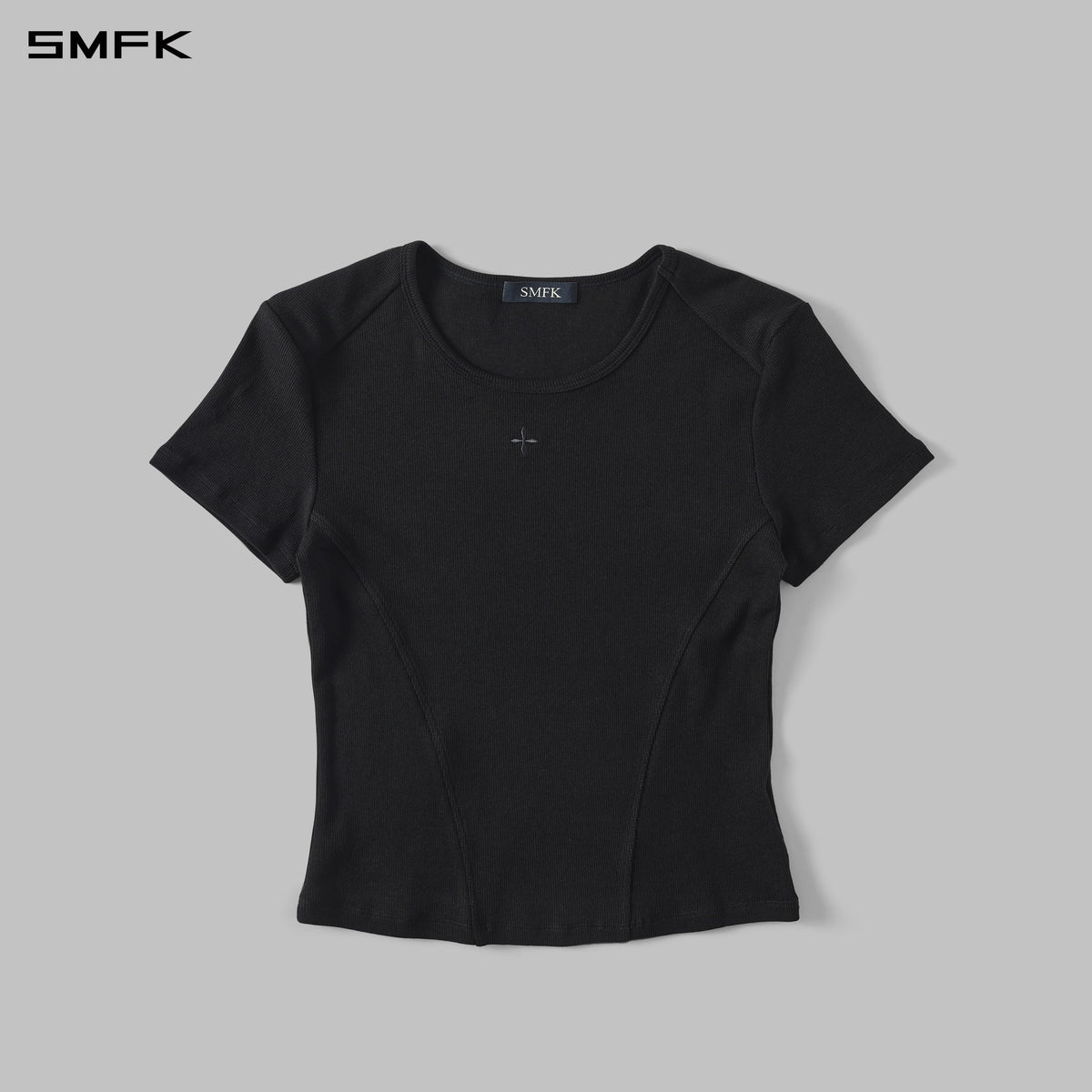 POISE SPORTS LINES TEE / COMBED COTTON+LYCRA WILD BLACK