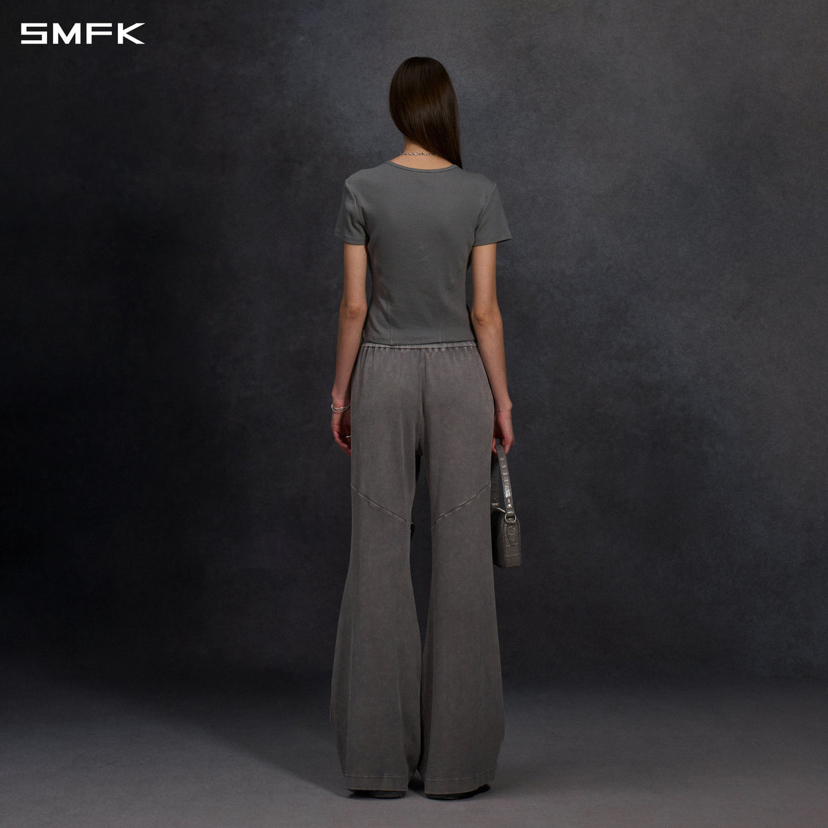 POISE SPORTS LINES TEE / COMBED COTTON+LYCRA STORM GREY