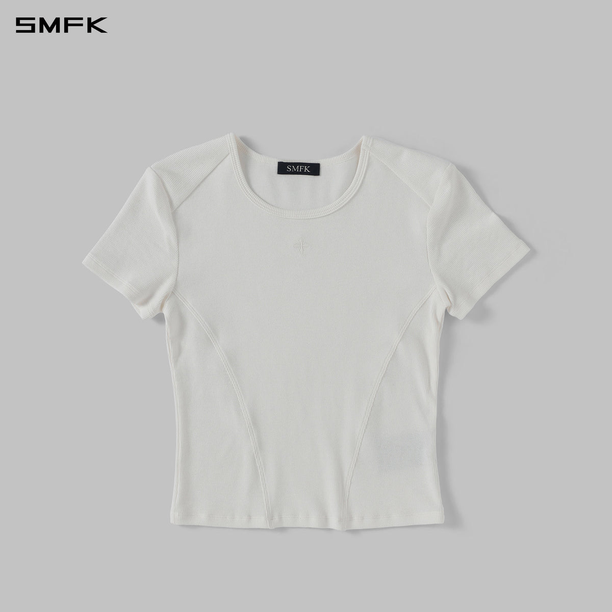 POISE SPORTS LINES TEE / COMBED COTTON+LYCRA CLOUD WHITE