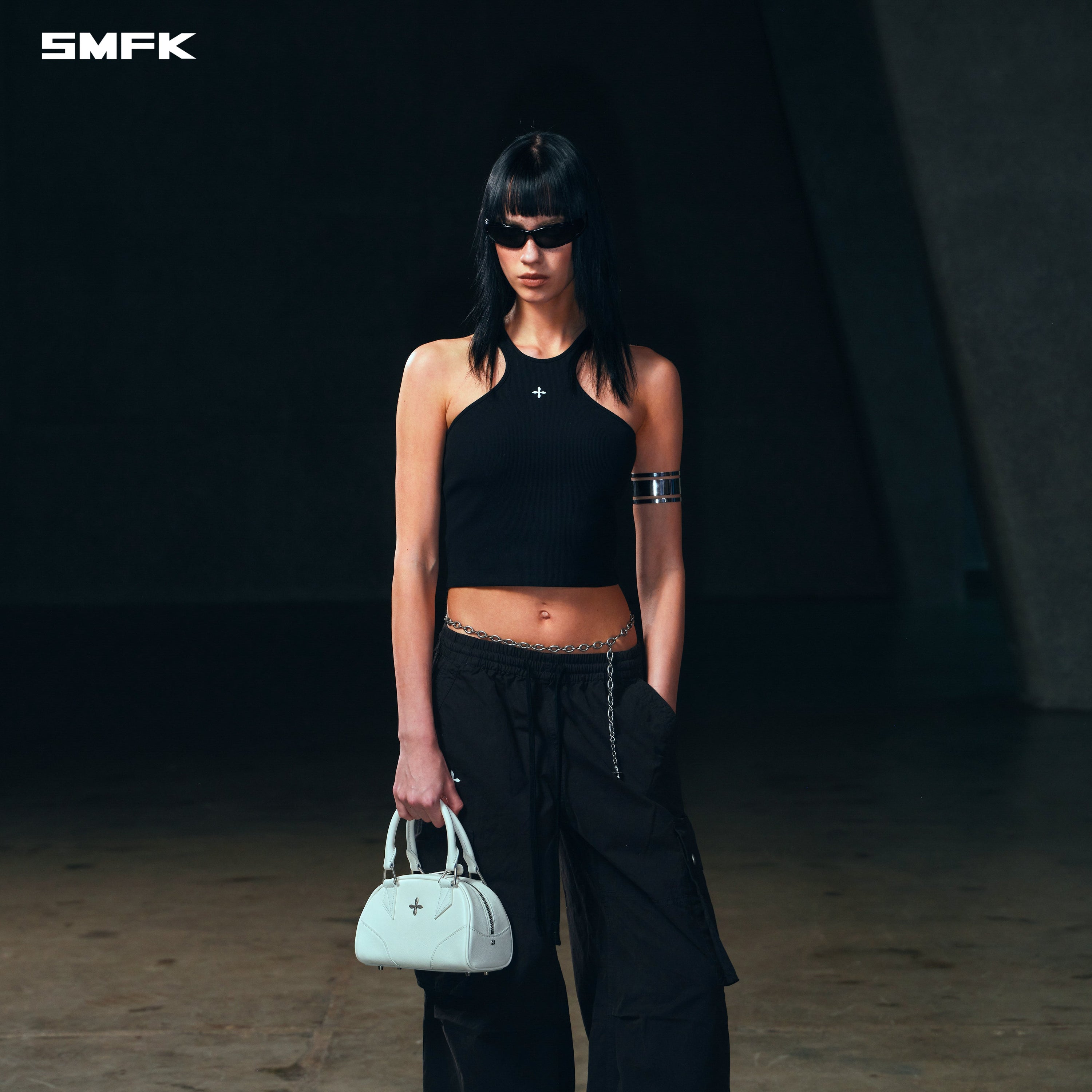 POISE X-NECK TANK / COTTON WILD BLACK