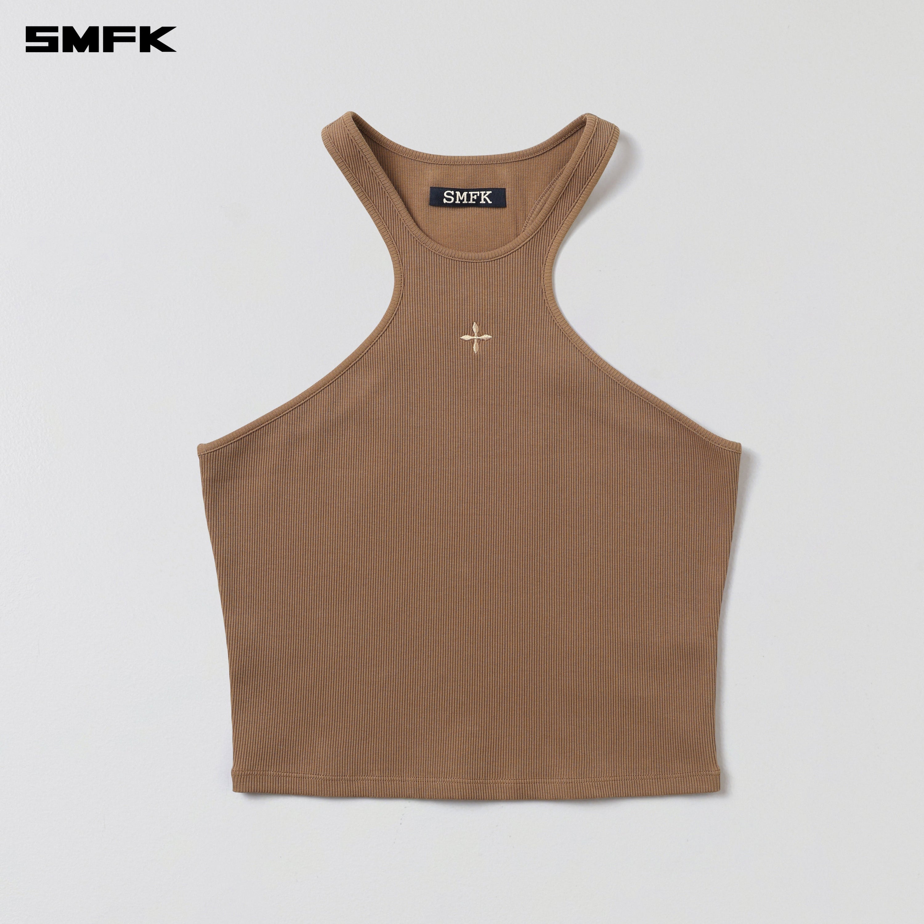 POISE X-NECK TANK / COTTON WILD BROWN