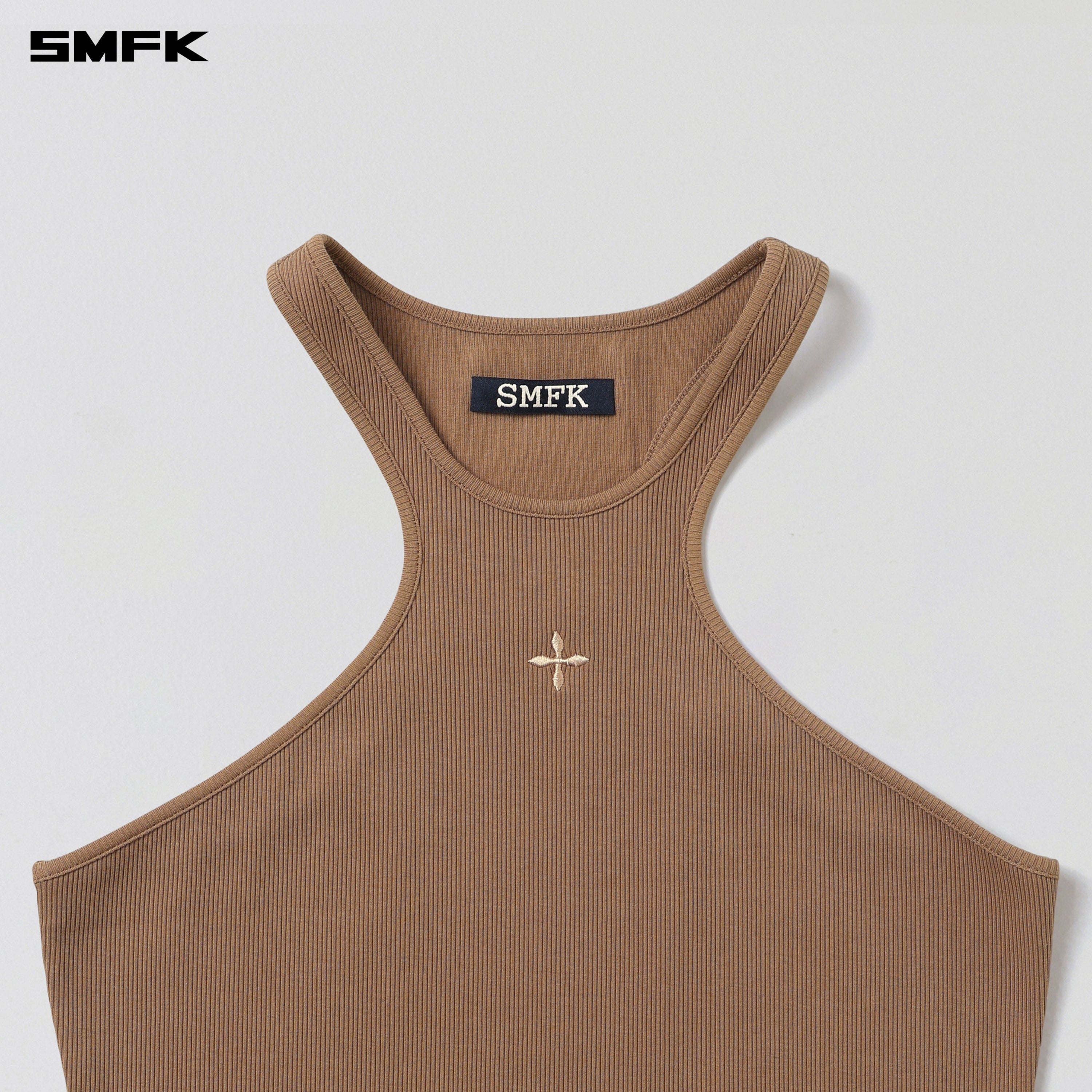 POISE X-NECK TANK / COTTON WILD BROWN