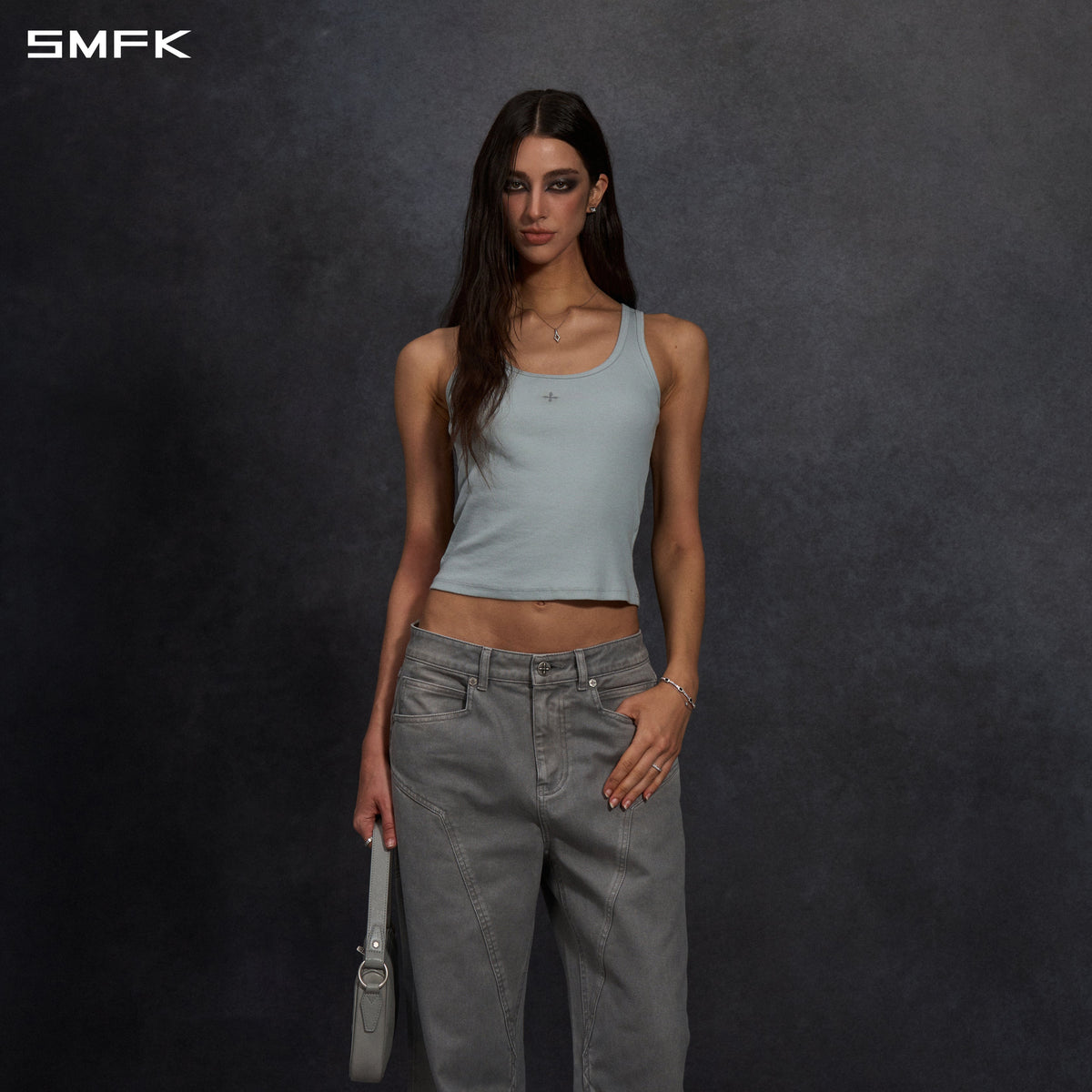 POISE MULTI TANK /COMBED COTTON+LYCRA GLACIER GREY