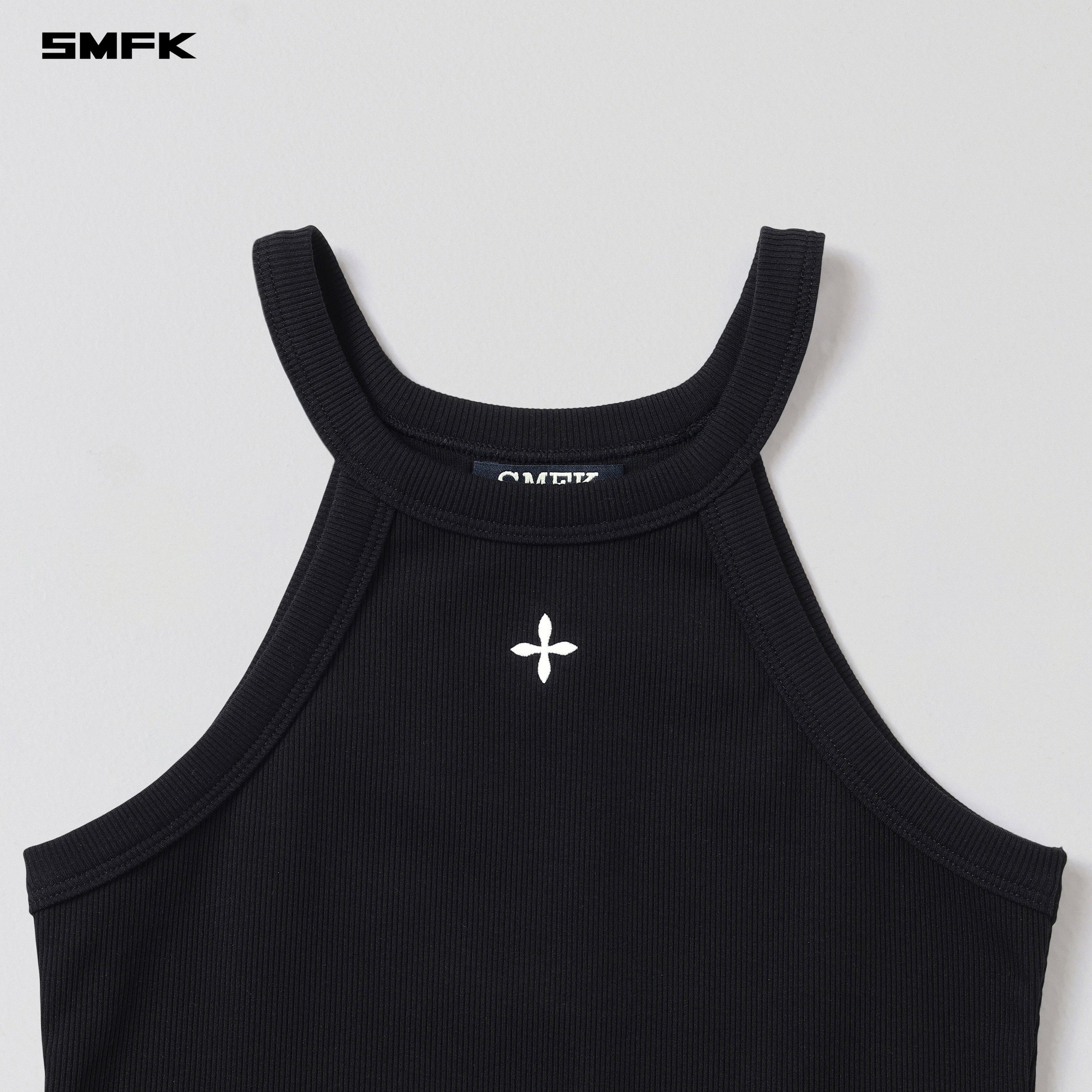 POISE ROUND-NECK TANK/COTTON WILD BLACK