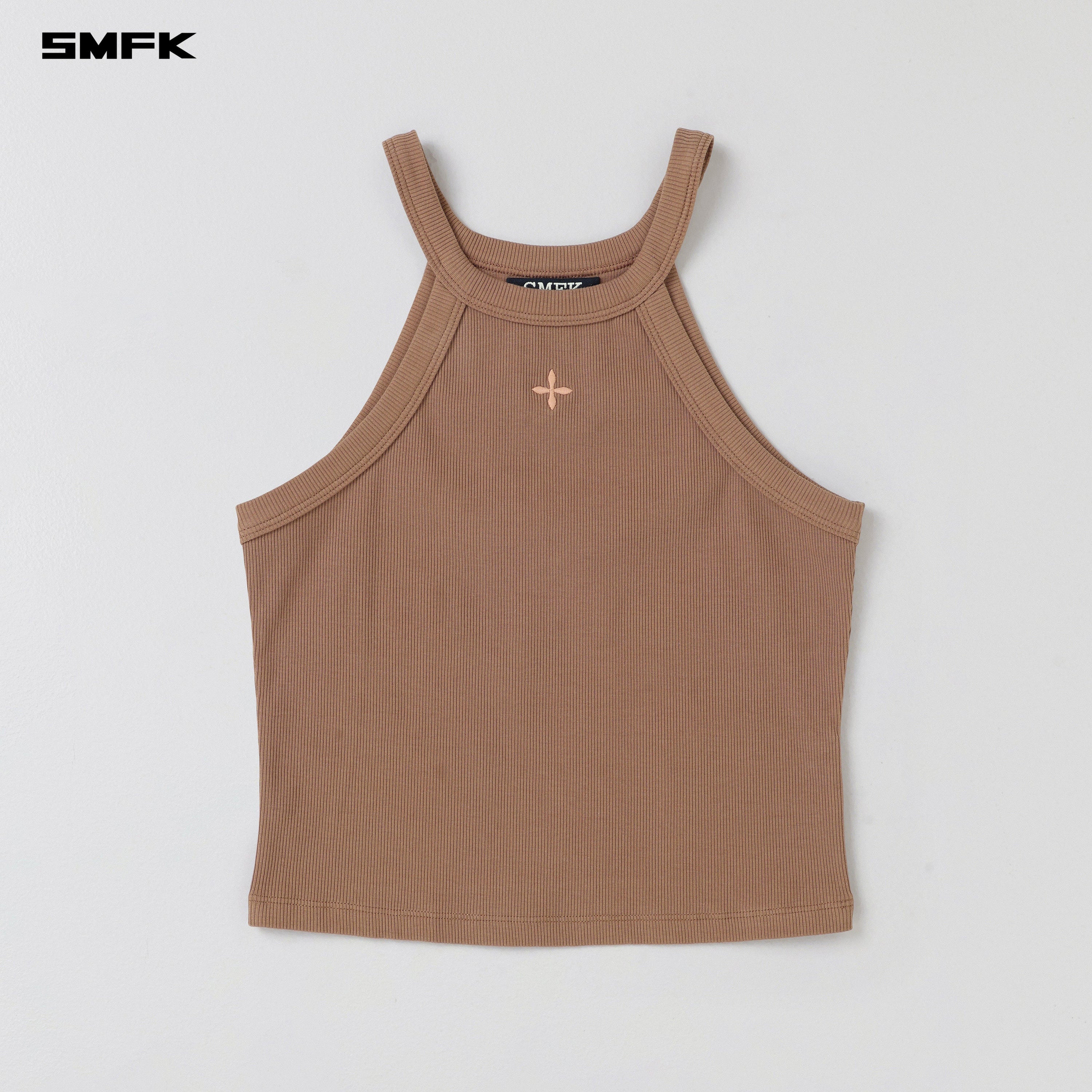 POISE ROUND-NECK TANK/COTTON WILD BROWN