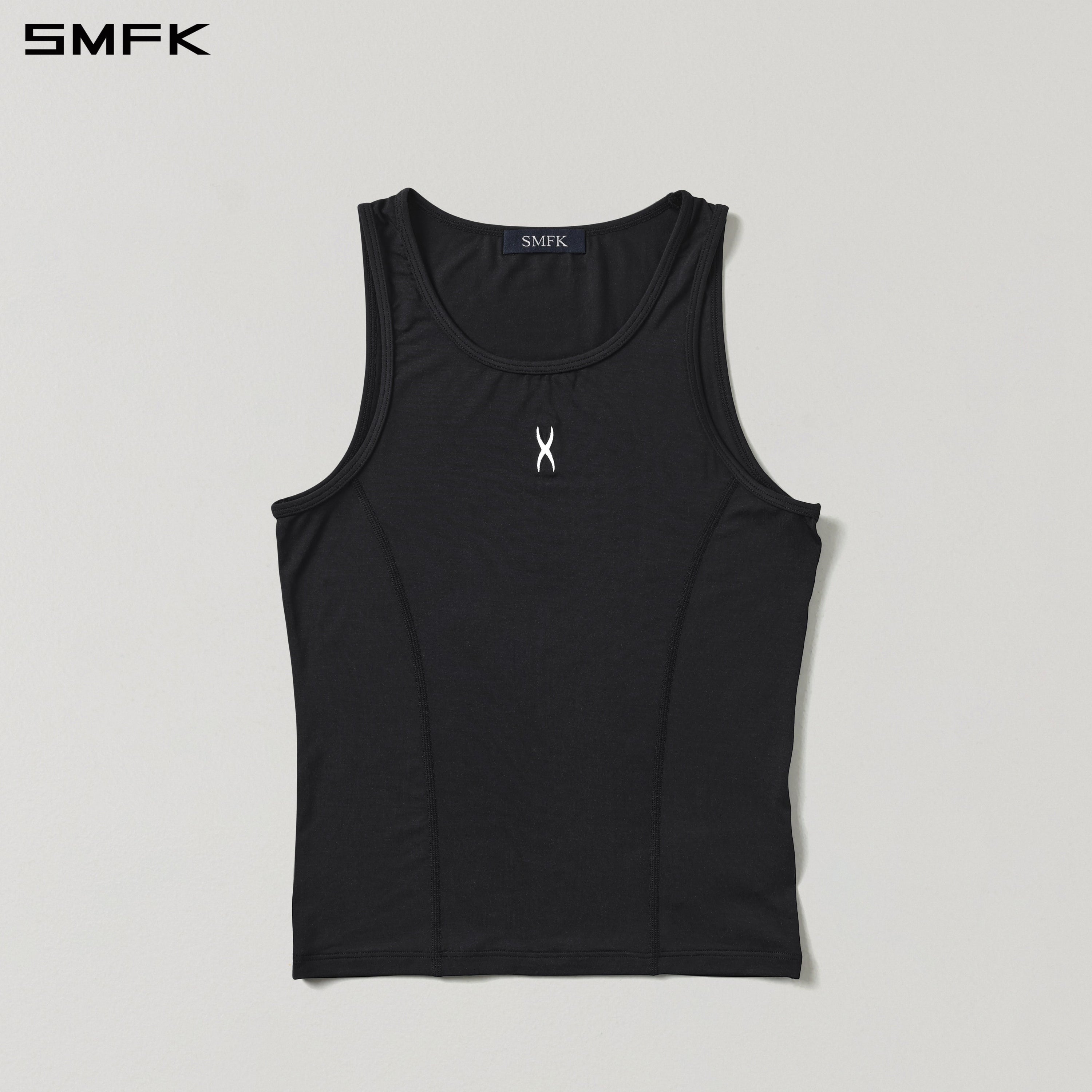 MIRAGE SIREN ROUND-NECK LONG TANK/LENZING MODAL+SILK WILD BLACK