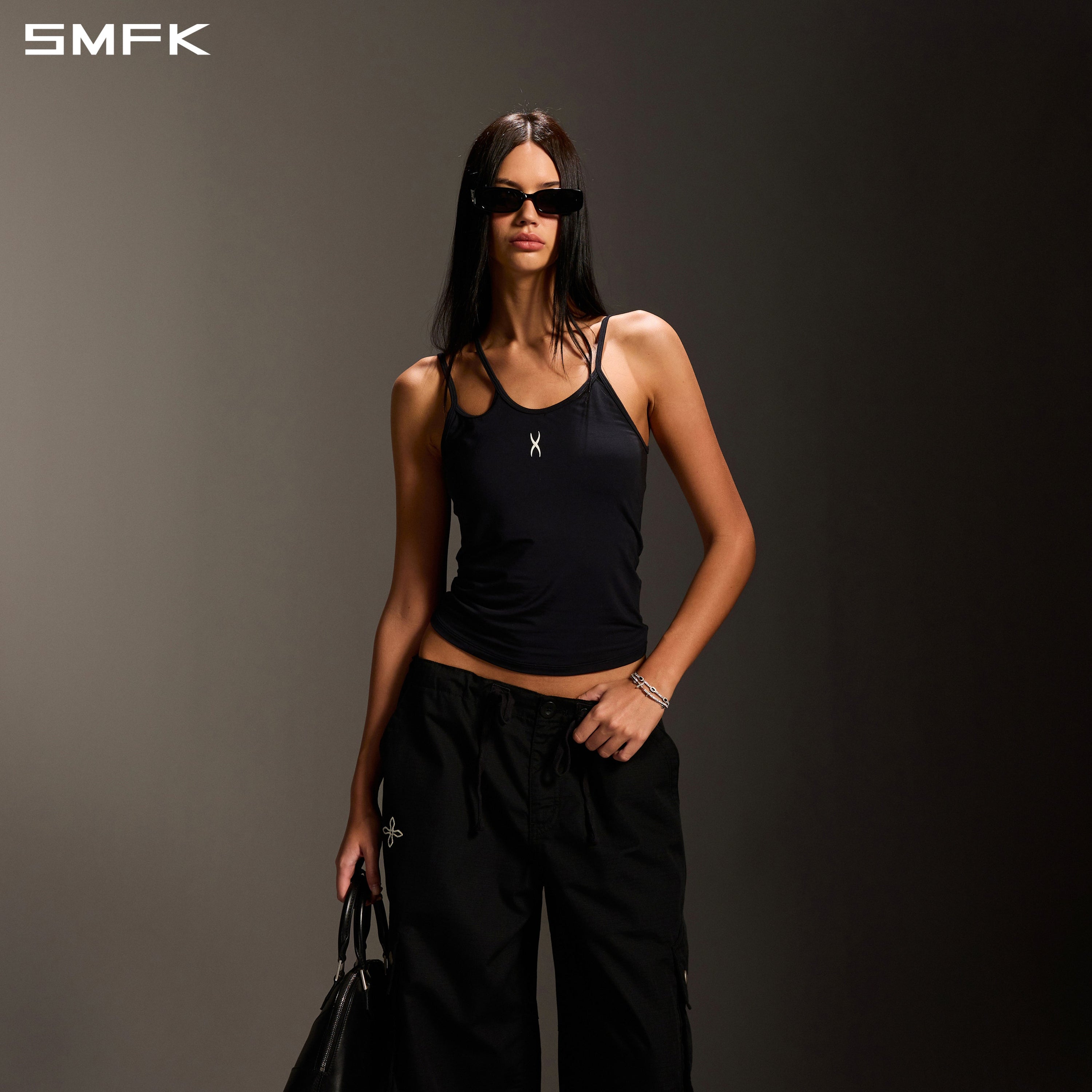 MIRAGE SIREN IMPERFECTION SPORTS SLIM CAMISOLE/LENZING MODAL+SILK WILD BLACK