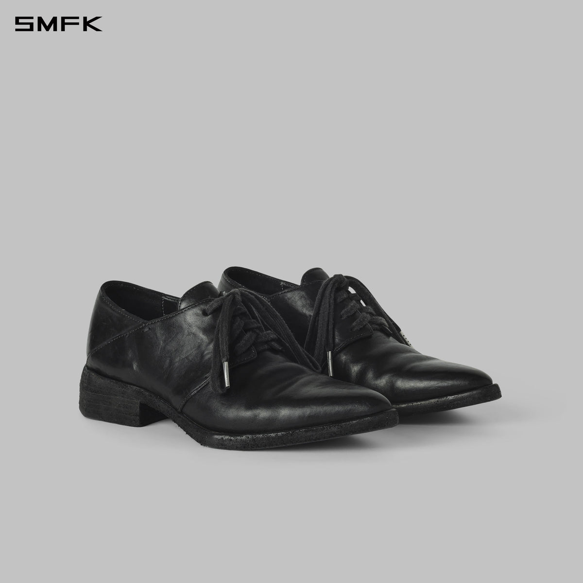 SCULPTED HANDCRAFTED SHARP DERBY SHOES/LEATHER/W WILD BLACK