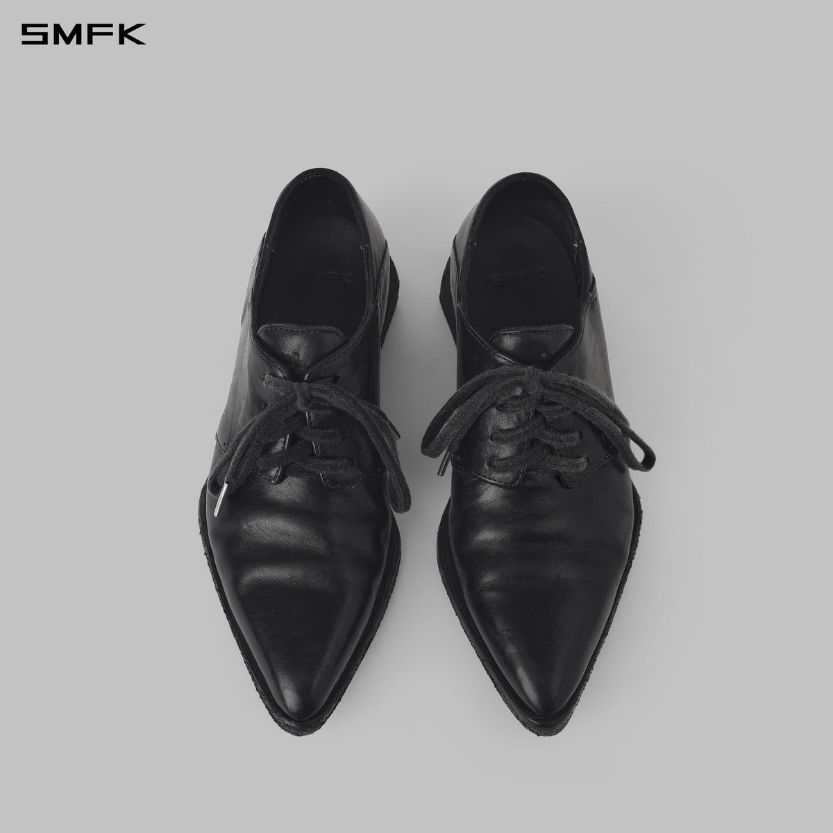 SCULPTED HANDCRAFTED SHARP DERBY SHOES/LEATHER/W WILD BLACK