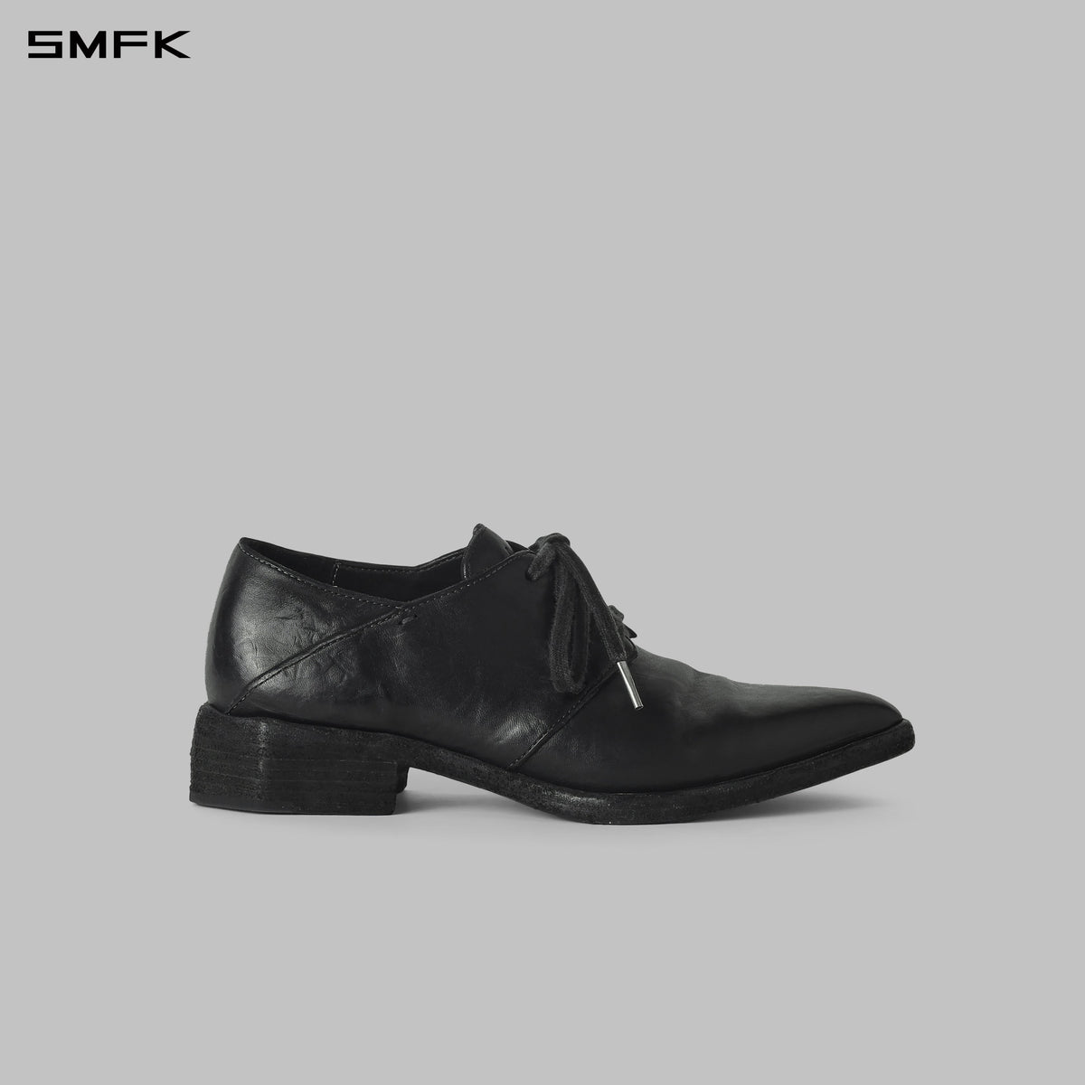 SCULPTED HANDCRAFTED SHARP DERBY SHOES/LEATHER/W WILD BLACK