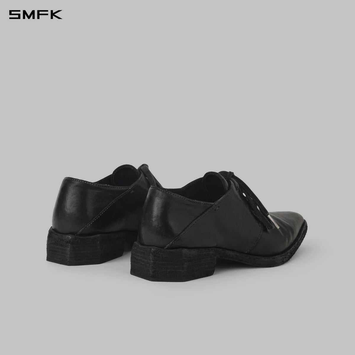 SCULPTED HANDCRAFTED SHARP DERBY SHOES/LEATHER/W WILD BLACK