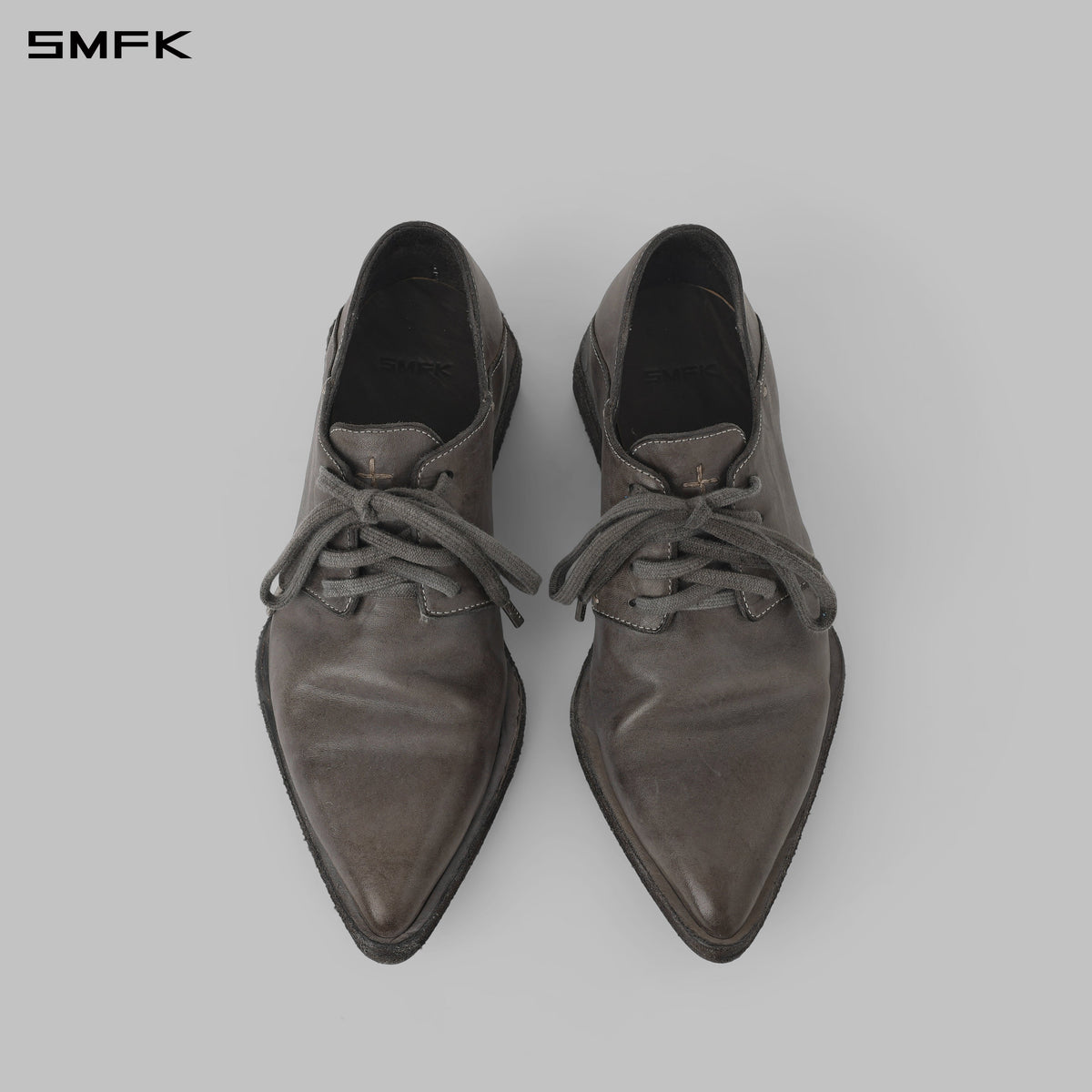 SCULPTED HANDCRAFTED SHARP DERBY SHOES/LEATHER/W GLACIER GREY