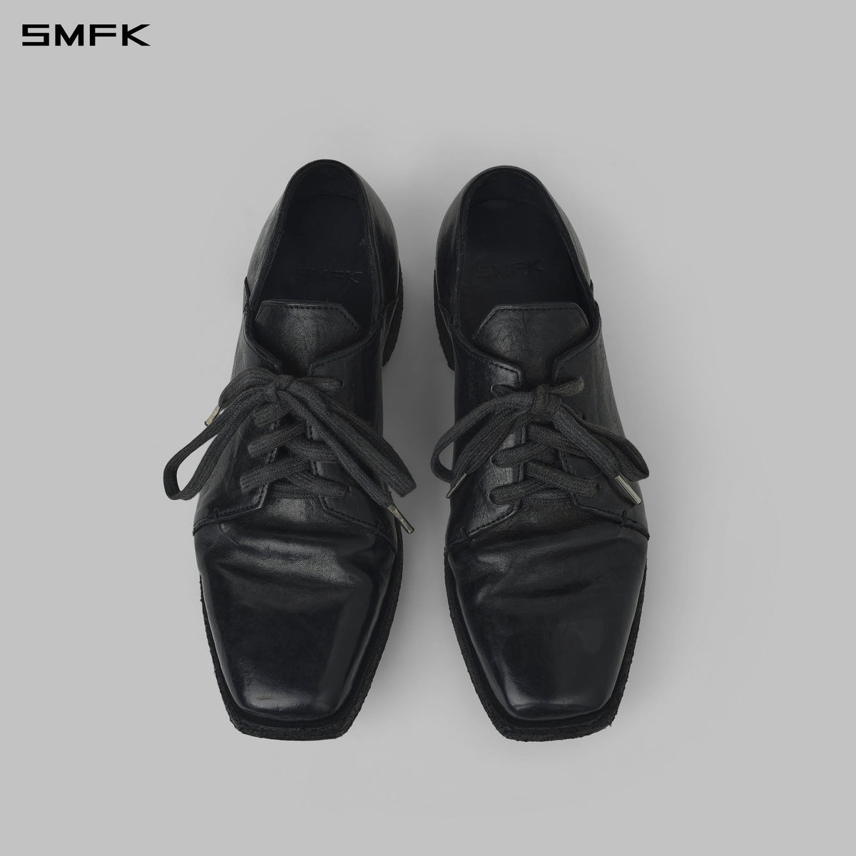 SCULPTURAL HANDCRAFTED ARTISTIC DERBY SHOES/LEATHER/W WILD BLACK