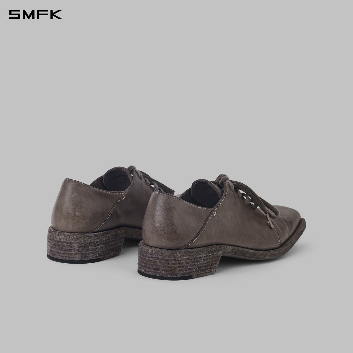 SCULPTURAL HANDCRAFTED ARTISTIC DERBY SHOES/LEATHER/W GLACIER GREY